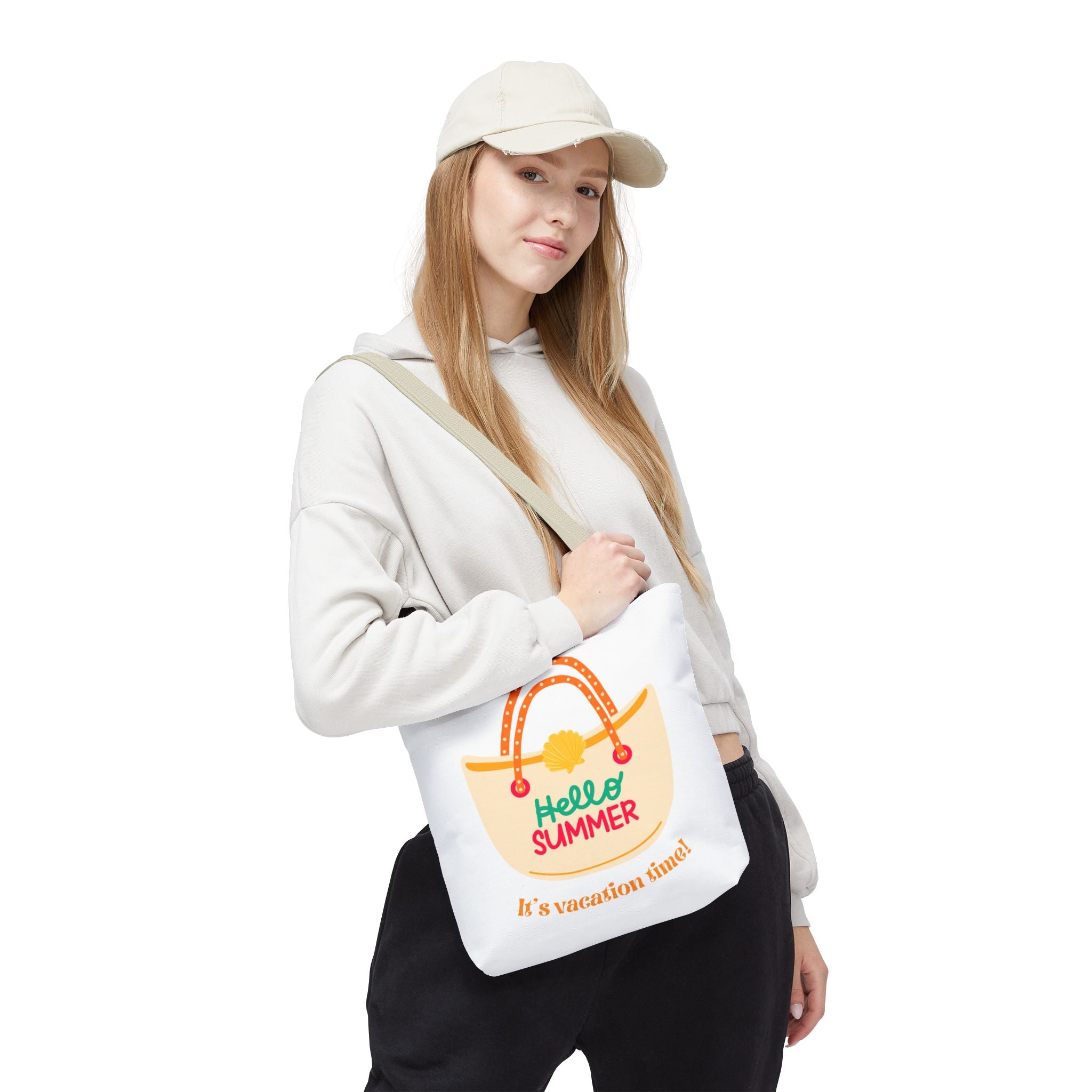 Hello Summer Tote Bag — "It's Vacation Time!" Beach Canvas Tote