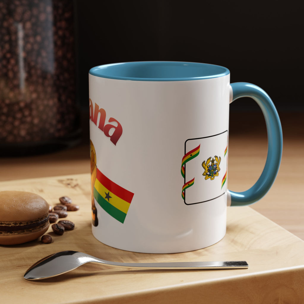 Ghana Soccer Trophy Accent Coffee Mug — Ghana Flag Football Cup Design (11/15oz)