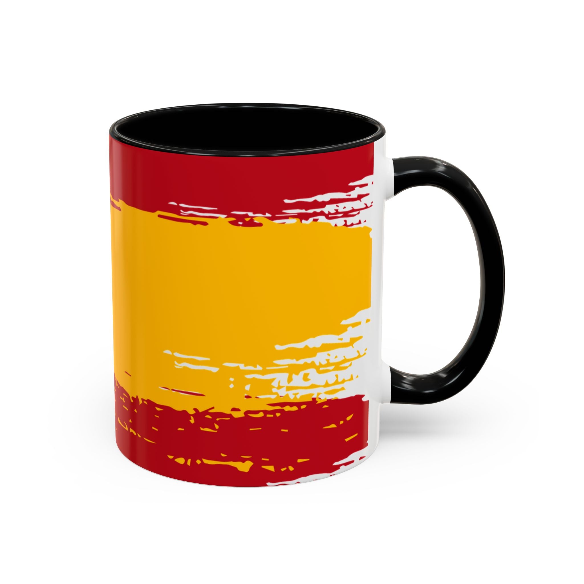Spanish Flag Accent Coffee Mug – Bold Red & Gold Brushstroke Ceramic Mug