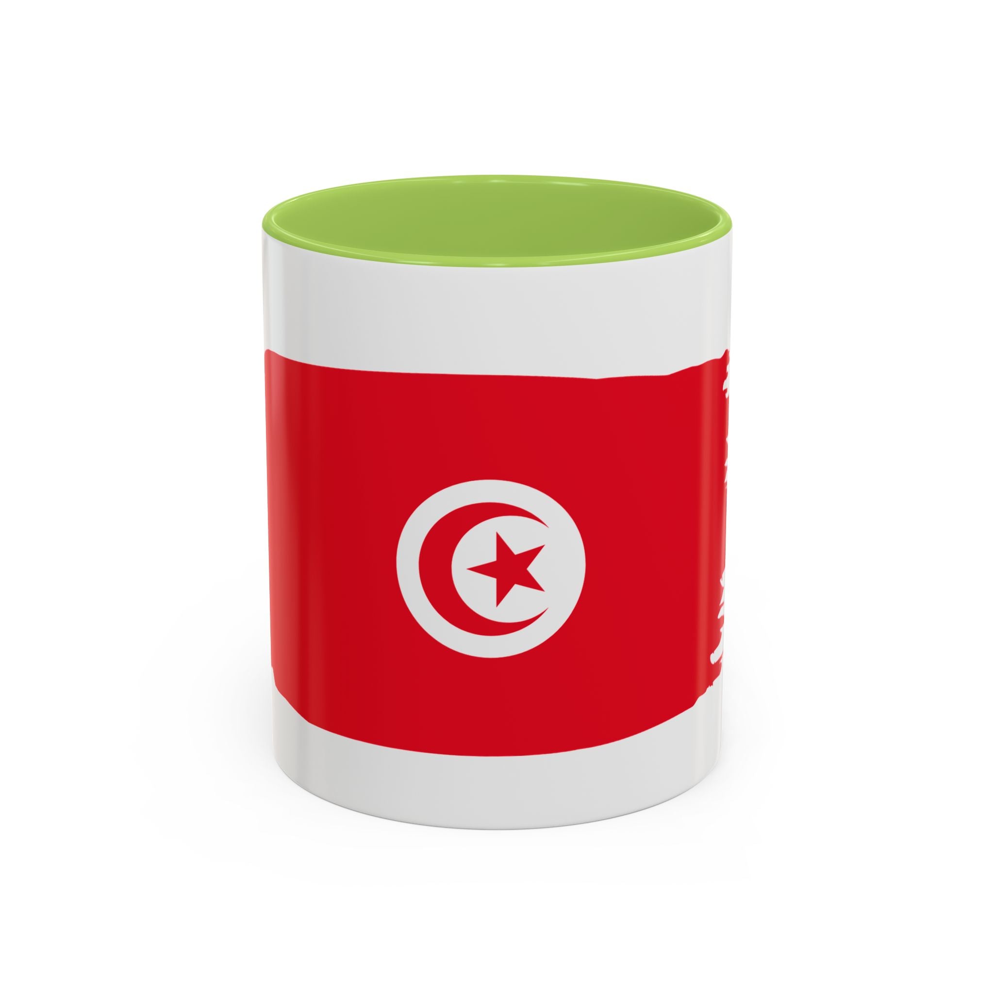Tunisia Flag Accent Coffee Mug – Red Brushstroke Design (11/15oz)