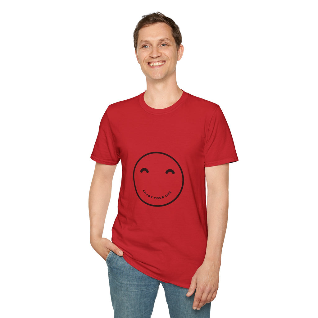Smiley Face T-Shirt — "Enjoy Your Life" Minimal Graphic Tee