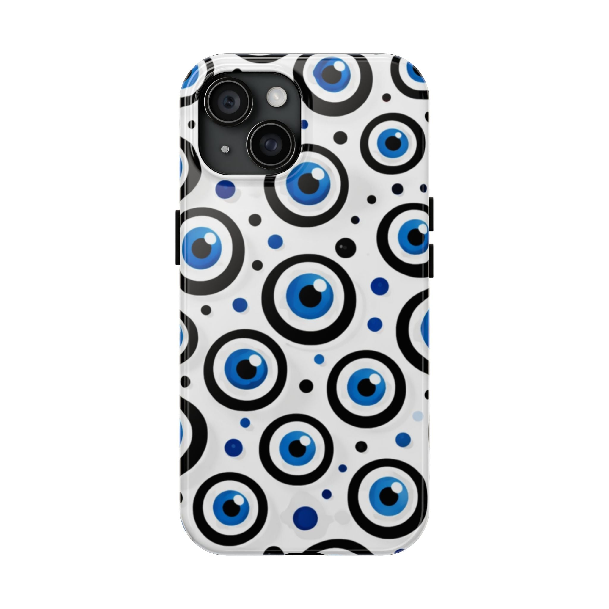 Blue Evil Eye Pattern Tough Phone Case — Protective Ceramic Nazar Design