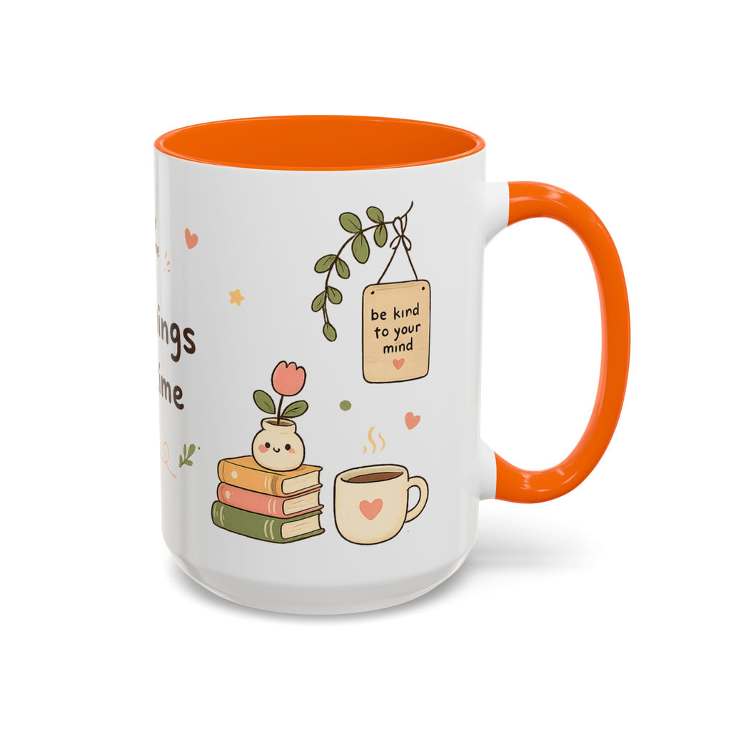 Inspirational Accent Coffee Mug — "Good Things Take Time" Motivational Ceramic Mug
