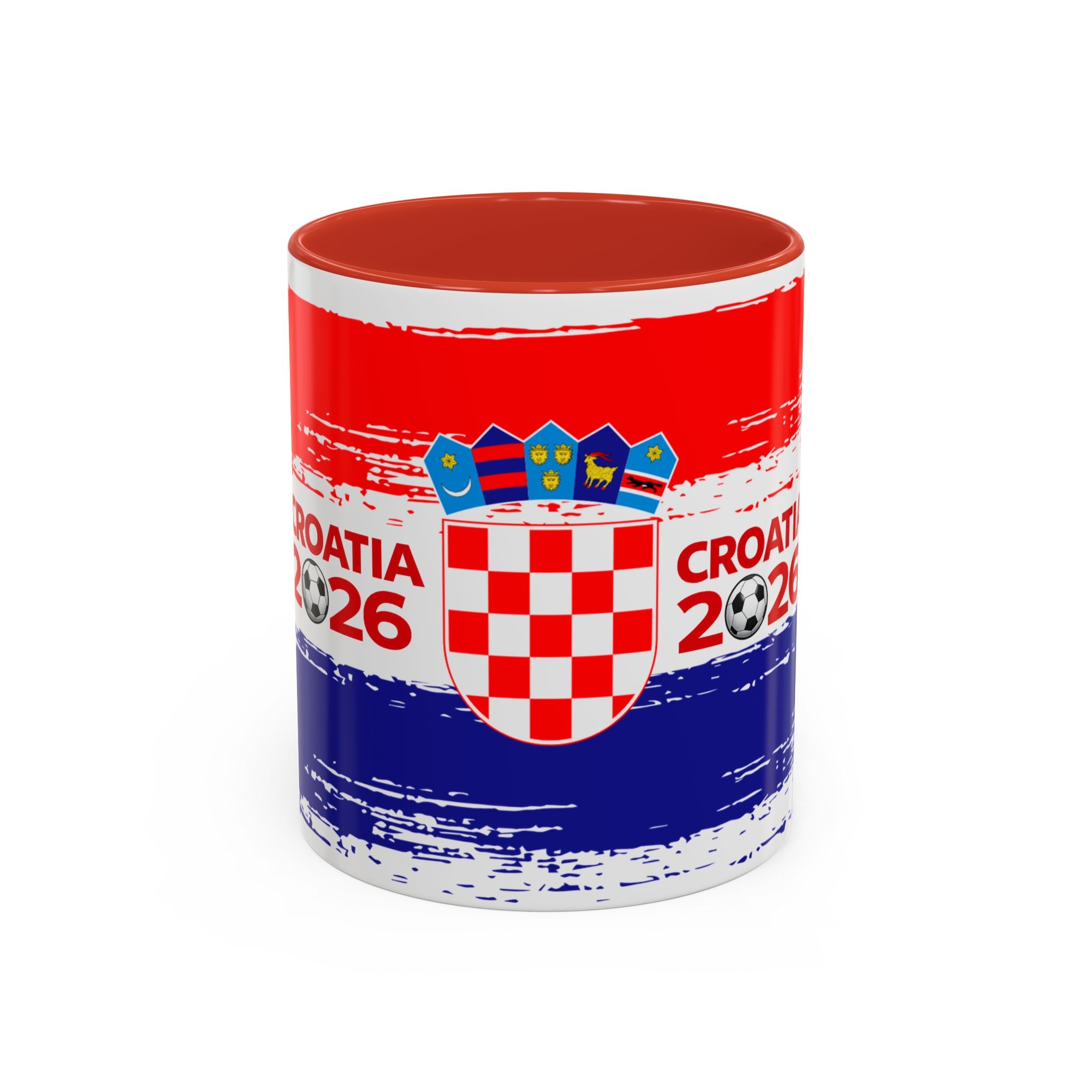 Croatia 2026 Accent Coffee Mug – Red White Blue Crest Soccer Fan Gift