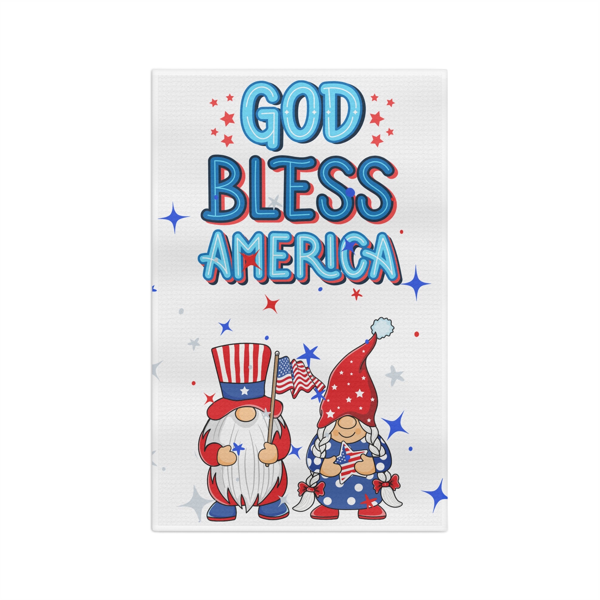 God Bless America Tea Towel — Patriotic Gnome Microfiber Kitchen Towel