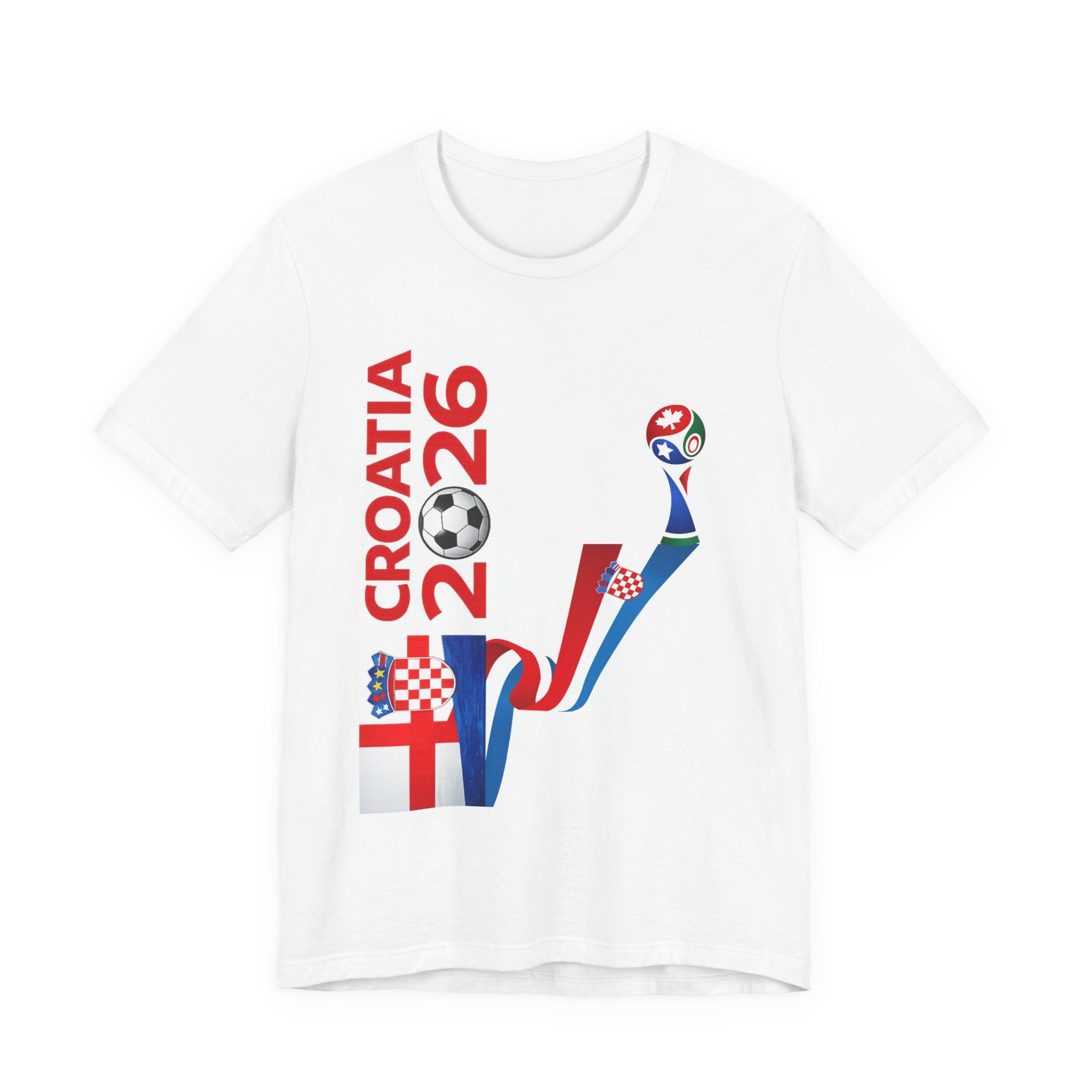 Croatia 2026 Soccer T‑Shirt — Croatian Flag Ribbon Football Tee