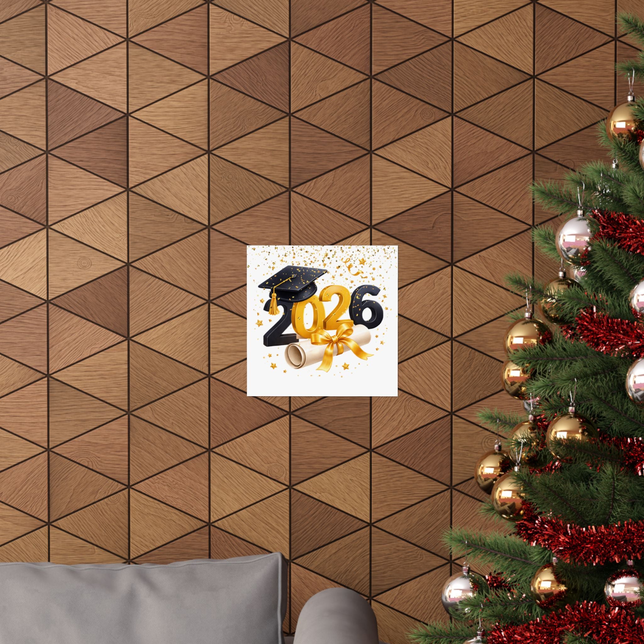 2026 Graduation Poster — Matte Vertical Graduation Wall Art with Cap & Diploma