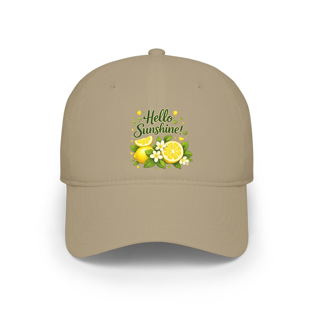 Hello Sunshine Lemon Dad Hat — Bright Floral Baseball Cap
