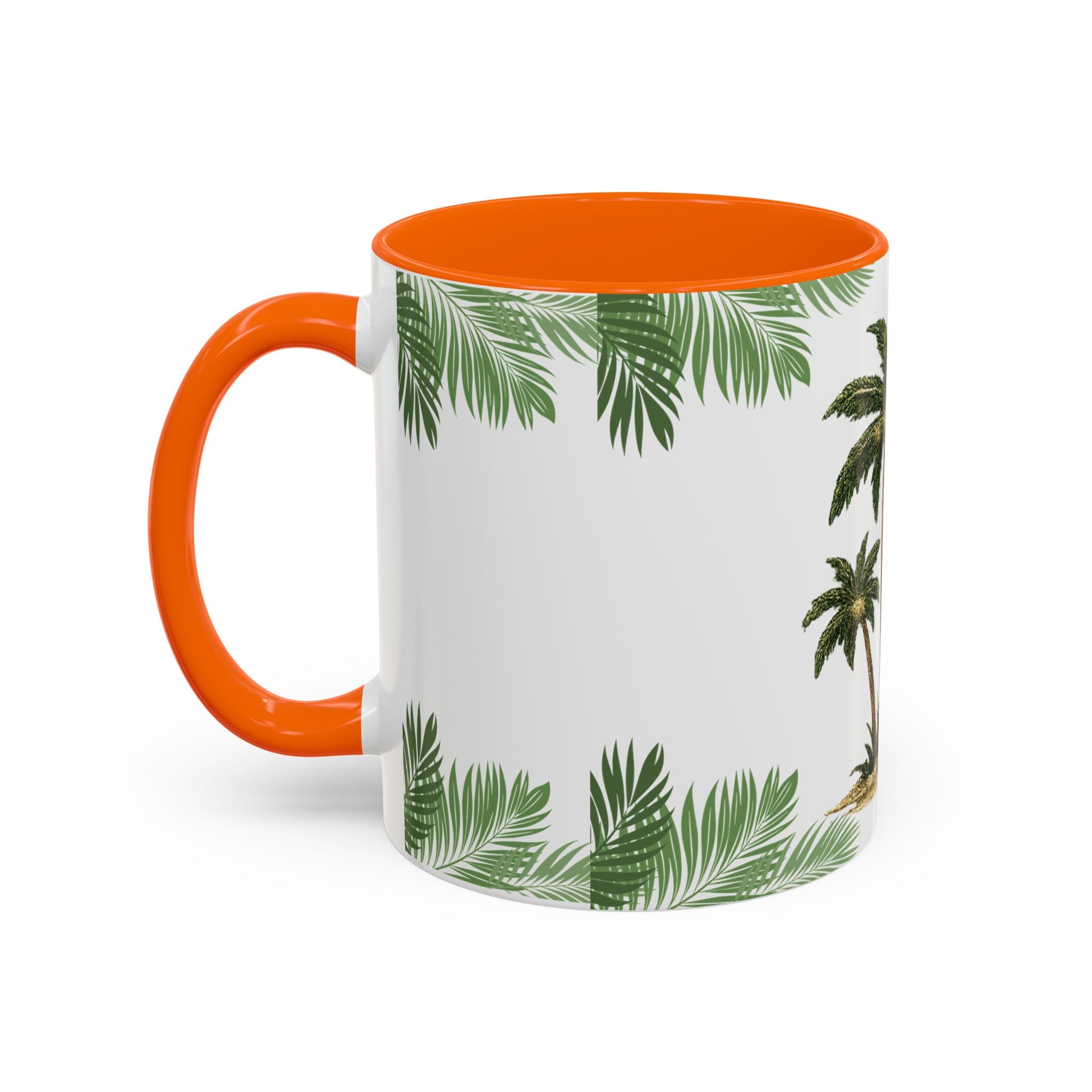 Tropical Palm Coffee Mug — Beachy Accent Mug with Palm Leaves (11oz)