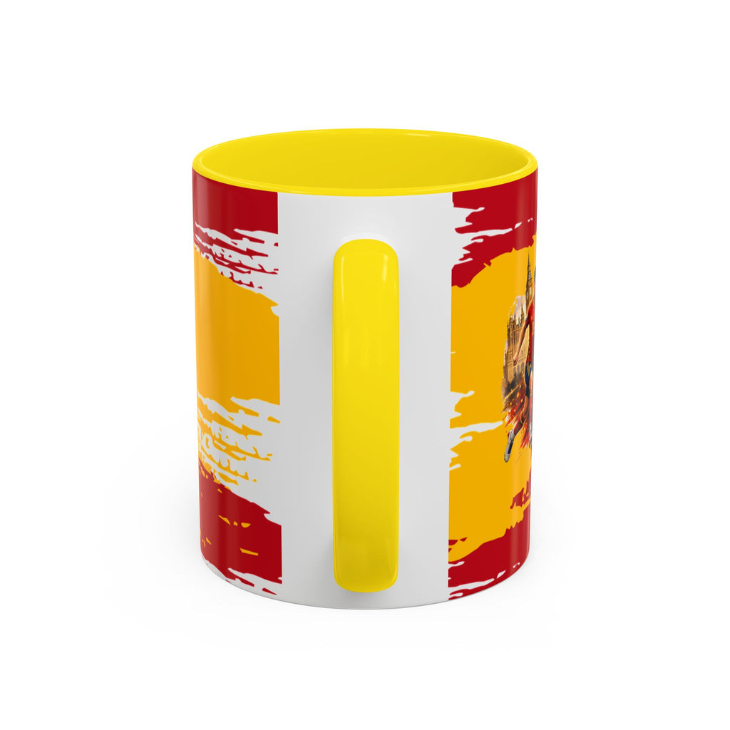 Spanish Flag Accent Coffee Mug – Bold Red & Gold Brushstroke Ceramic Mug