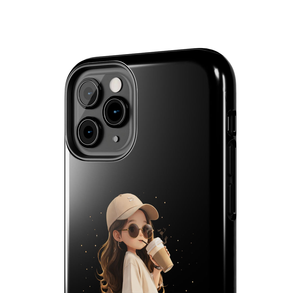 Phone Case — 'Running on Coffee' Cute Coffee Girl Protective Case
