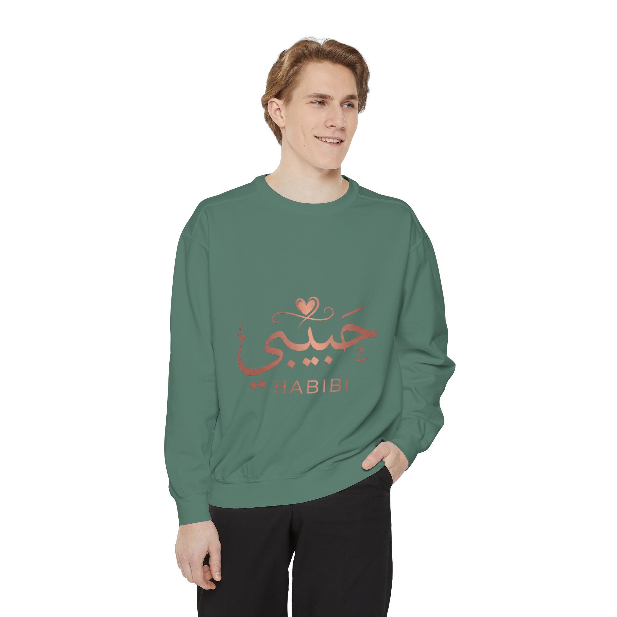 Habibi Sweatshirt — Arabic 'حبيبي' Rose Gold Graphic Crewneck