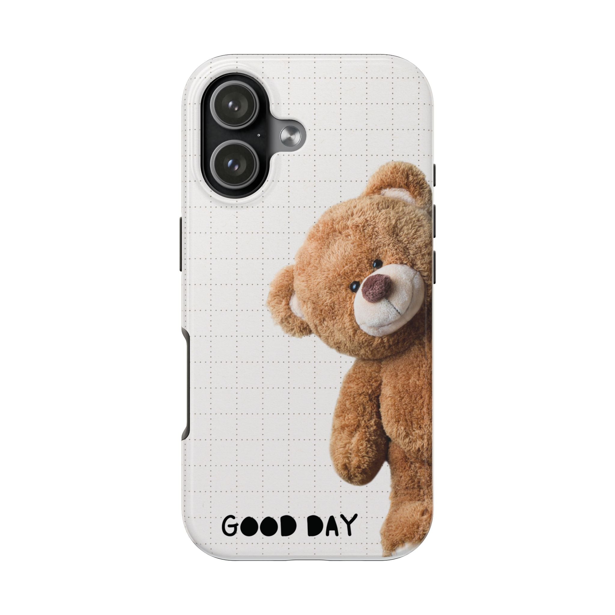 Teddy Bear Tough Phone Case — Cute Plush Peeking Design, Protective Shockproof Cover