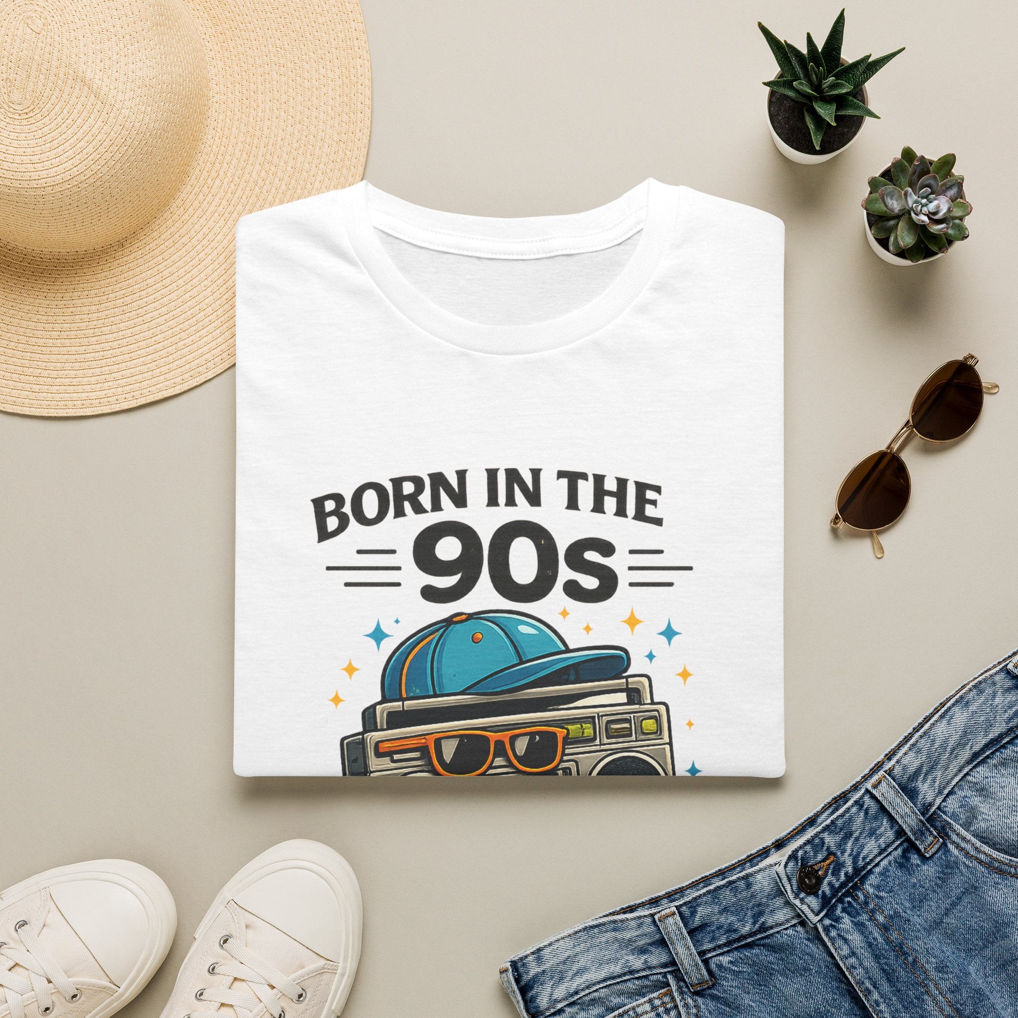 Born in the 90s T‑Shirt — Retro Boombox & Cap Vintage 90s Graphic Tee