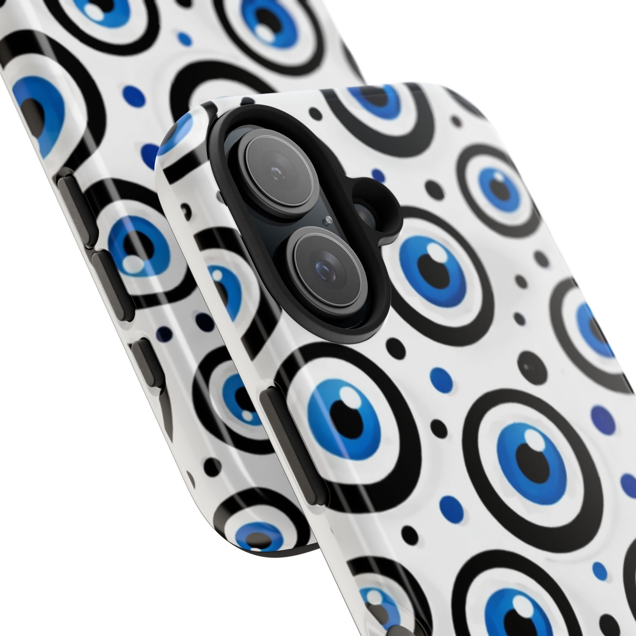 Blue Evil Eye Pattern Tough Phone Case — Protective Ceramic Nazar Design