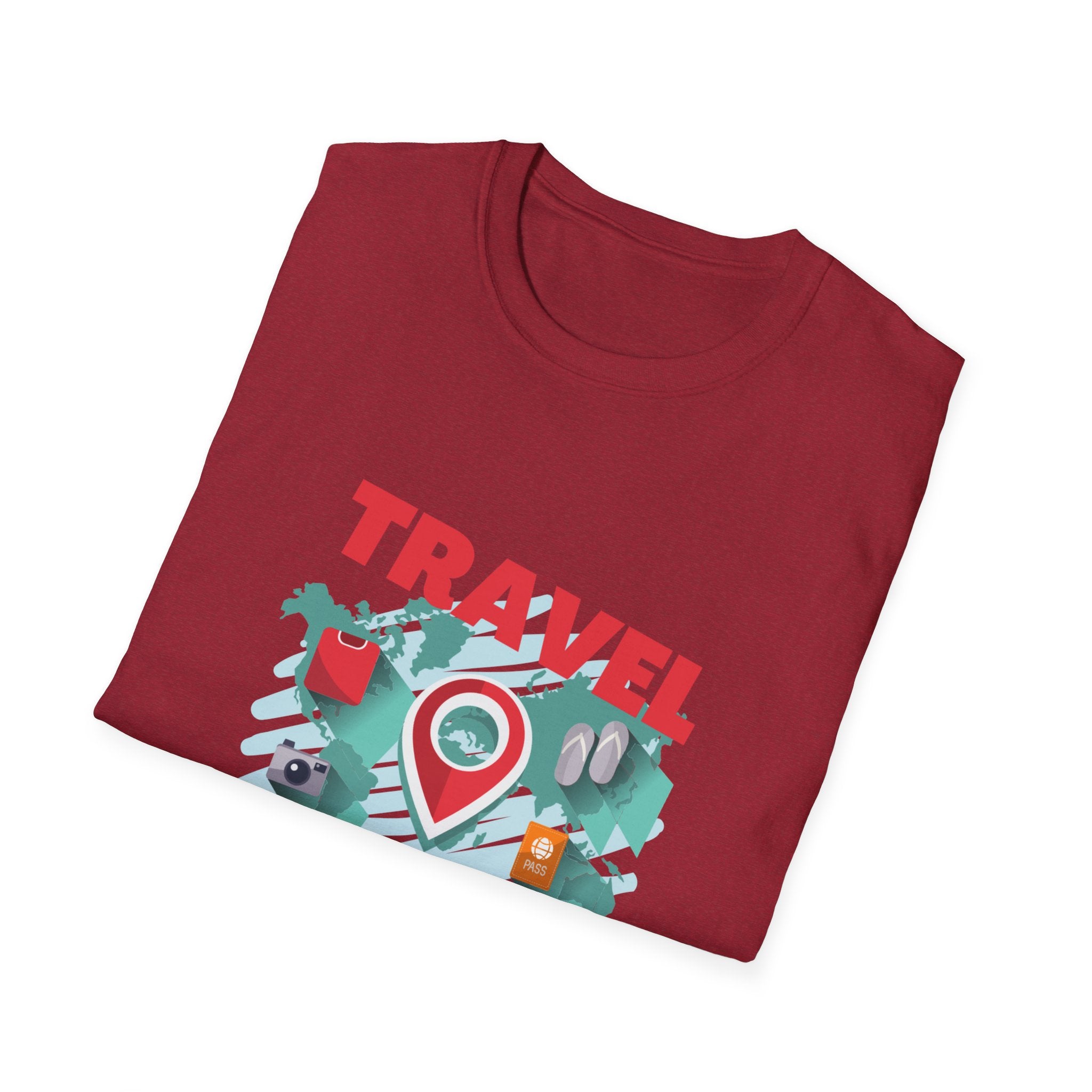 Travel Is My Therapy T-Shirt — Wanderlust Map Tee for Travelers & Adventure Lovers