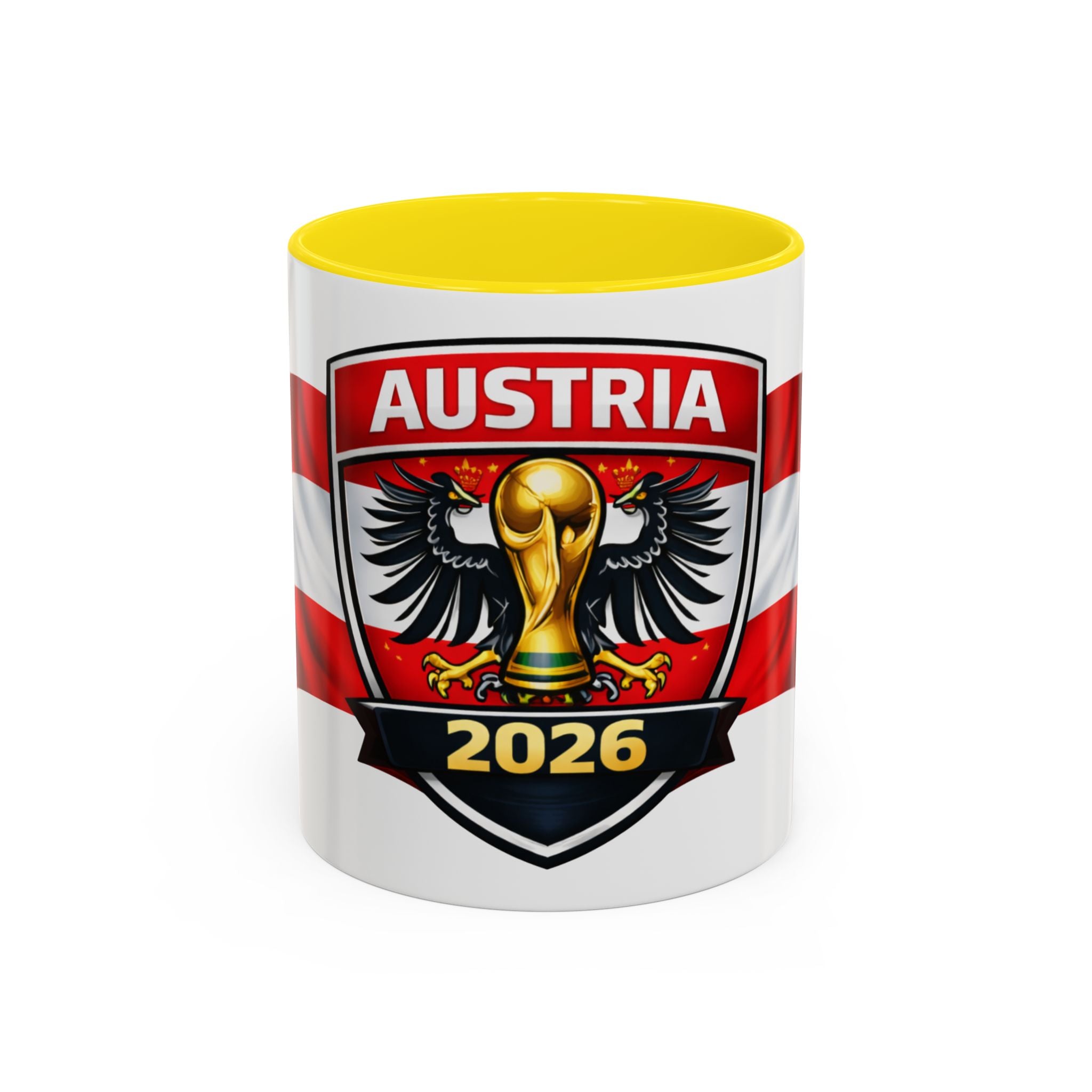 Austria 2026 Cup Coffee Mug – Austrian Flag & Trophy Accent Mug