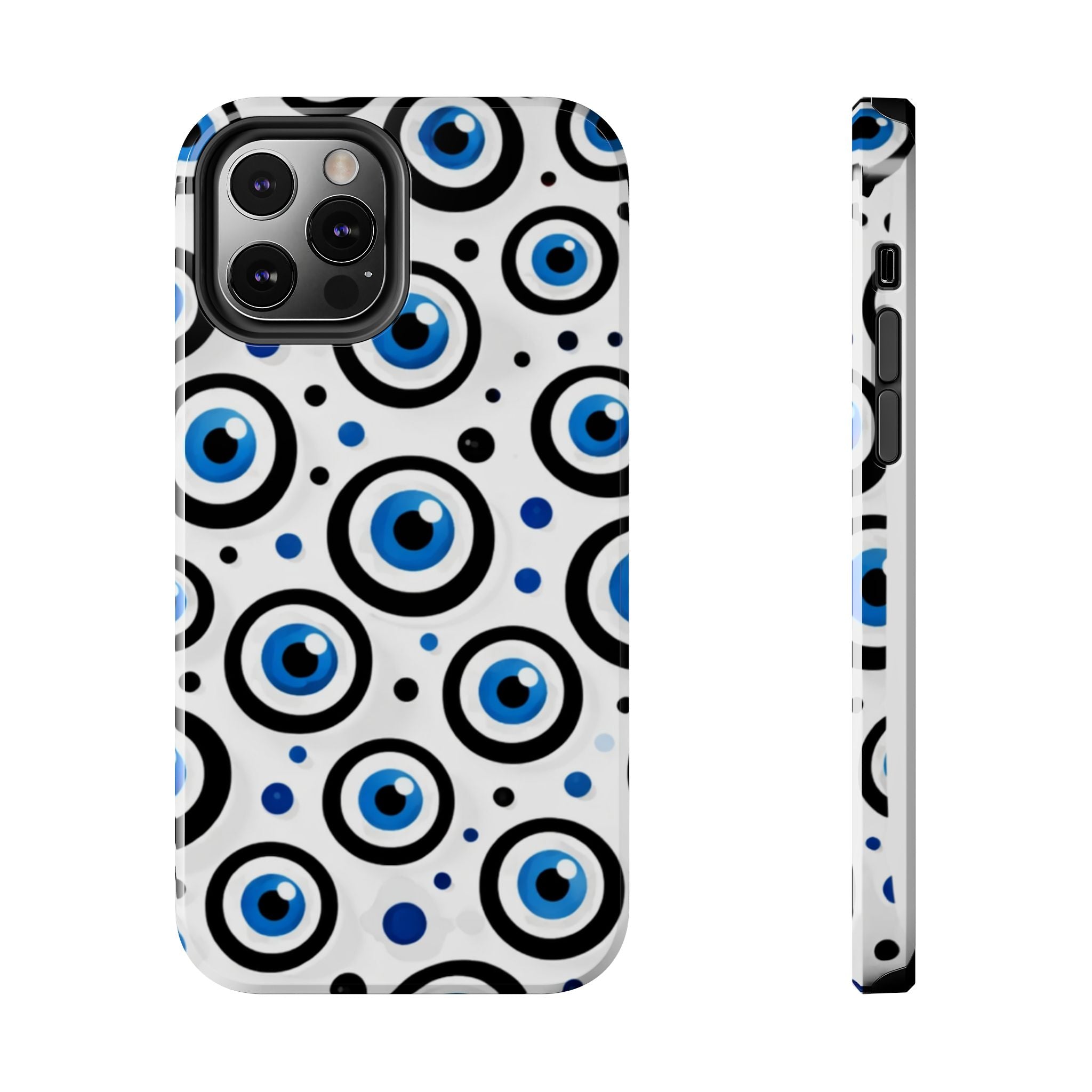 Blue Evil Eye Pattern Tough Phone Case — Protective Ceramic Nazar Design