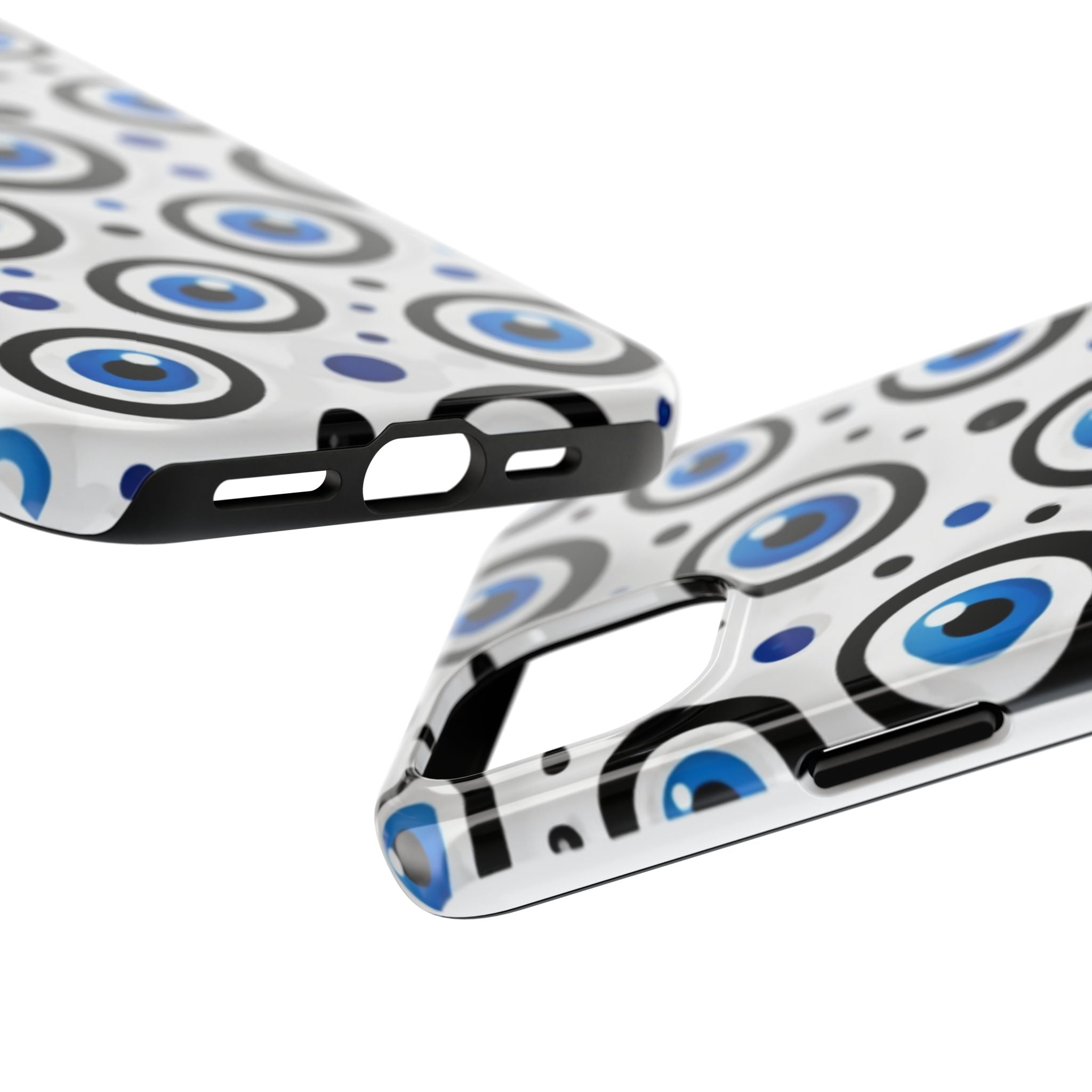 Blue Evil Eye Pattern Tough Phone Case — Protective Ceramic Nazar Design