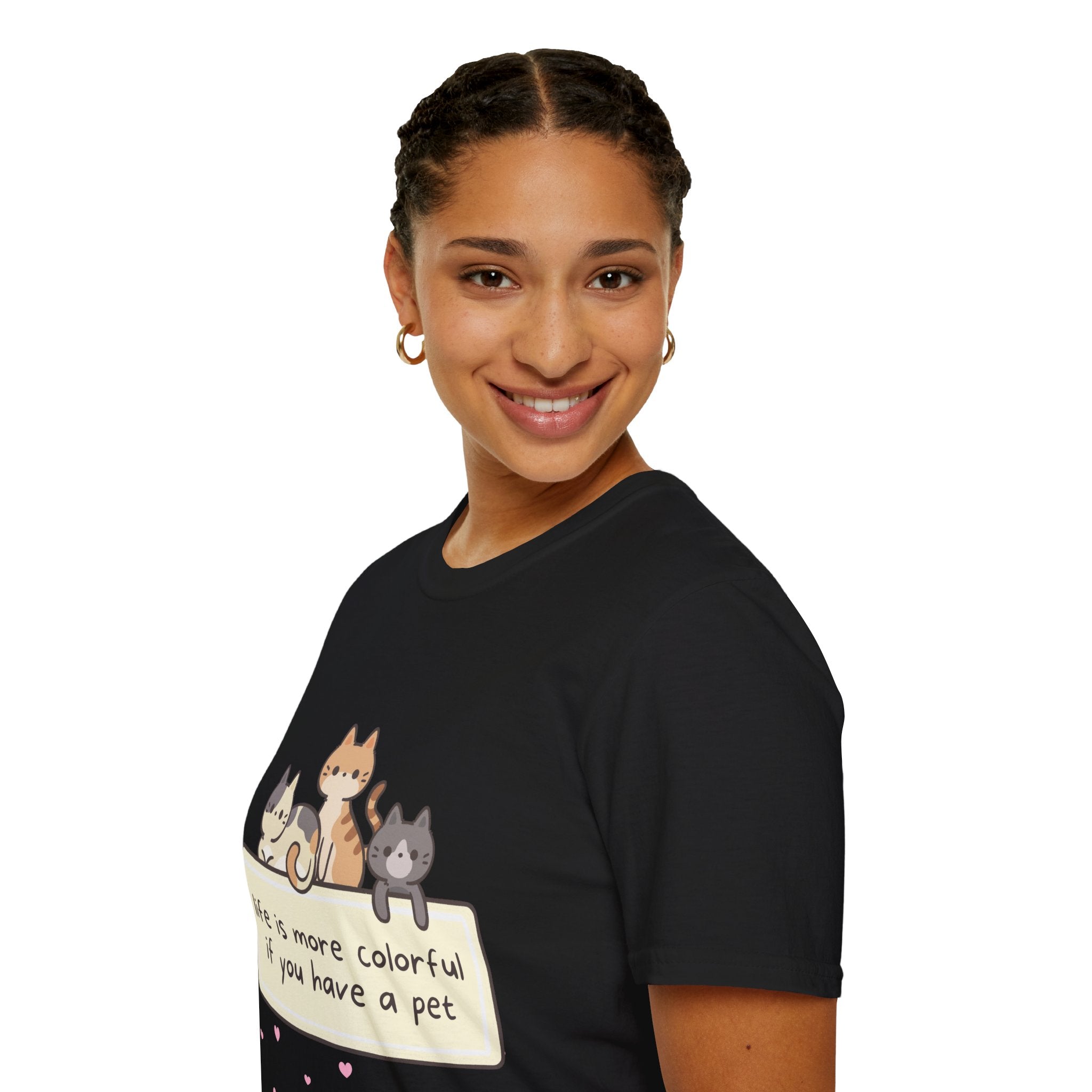 Pet Lover T‑Shirt — "Life Is More Colorful If You Have A Pet" Cute Cats Design