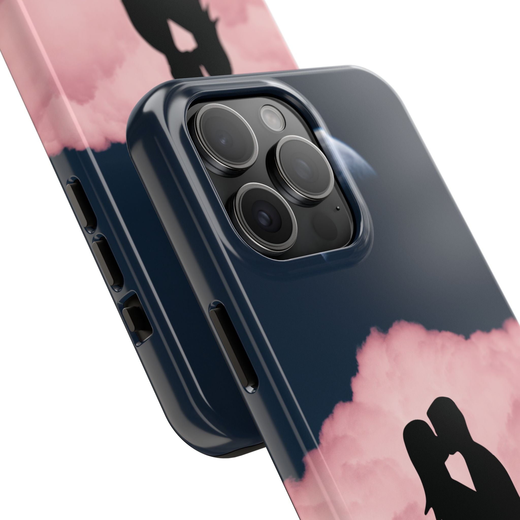 Tough Phone Case — Romantic Couple Silhouette with Moon & Pink Cloud