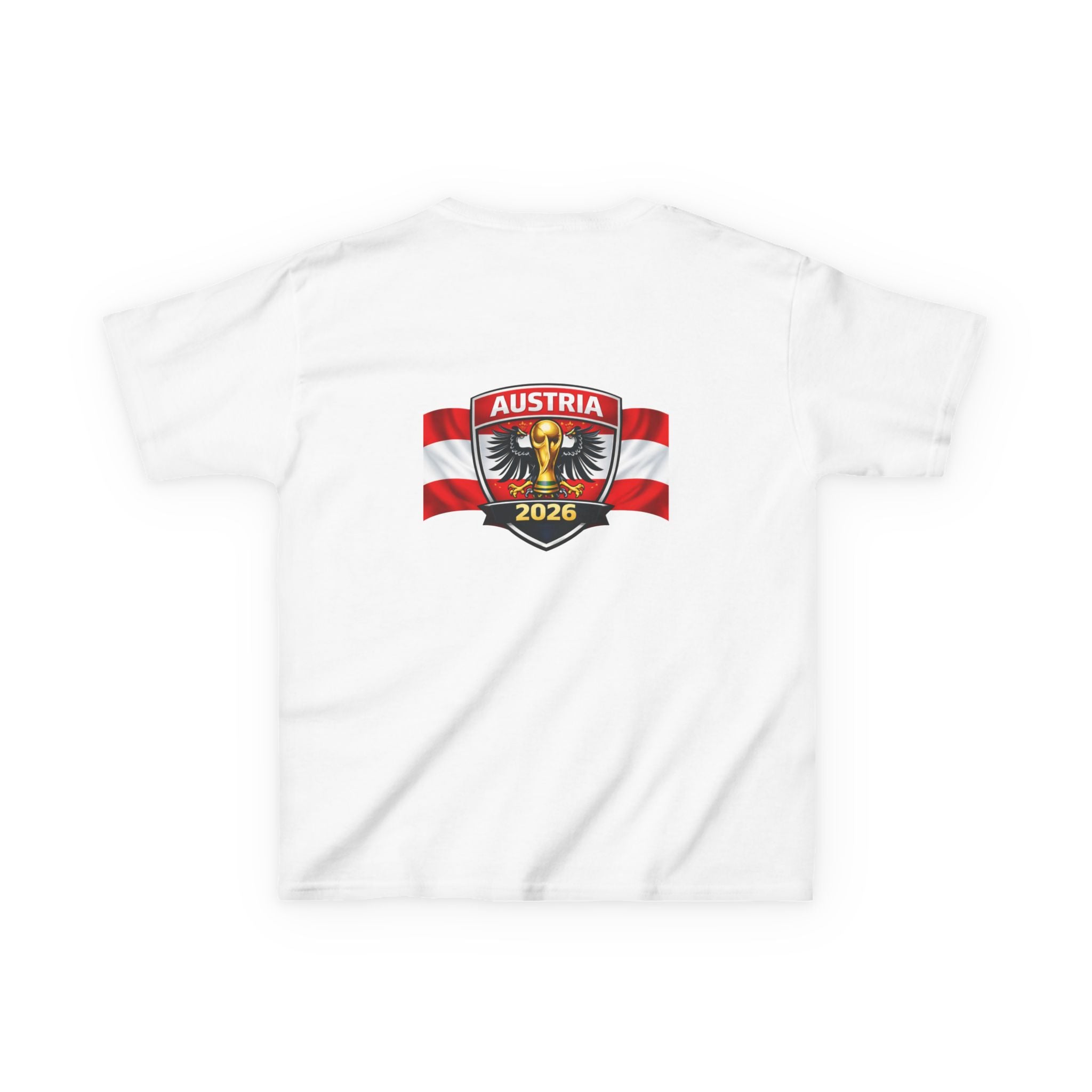 Austria Kids T-Shirt — Austria Crest & Flame Map 2026 Youth Tee