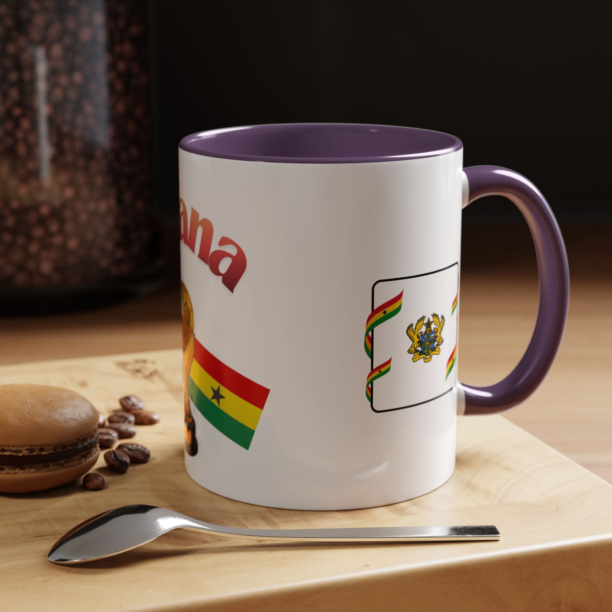 Ghana Soccer Trophy Accent Coffee Mug — Ghana Flag Football Cup Design (11/15oz)