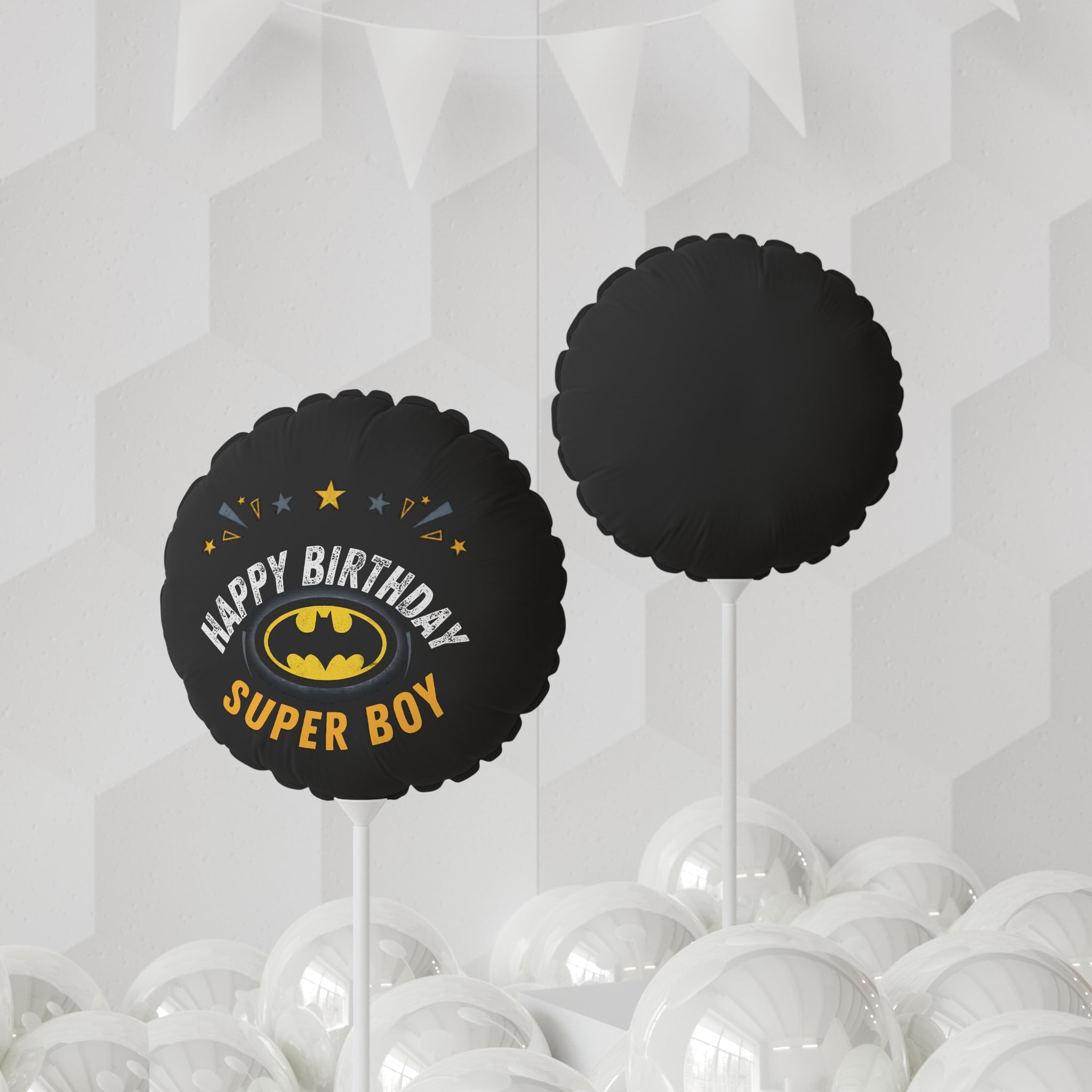 Happy Birthday Super Boy Balloon — Batman-Inspired 11" Round Foil Balloon
