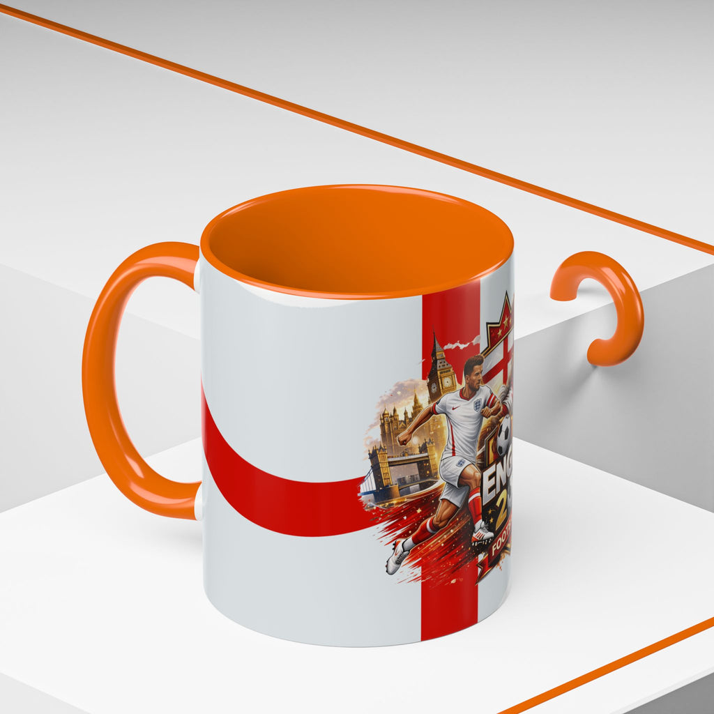 England 2026 Football Cup Accent Mug — Lion & St. George Soccer Coffee Cup (11/15oz)