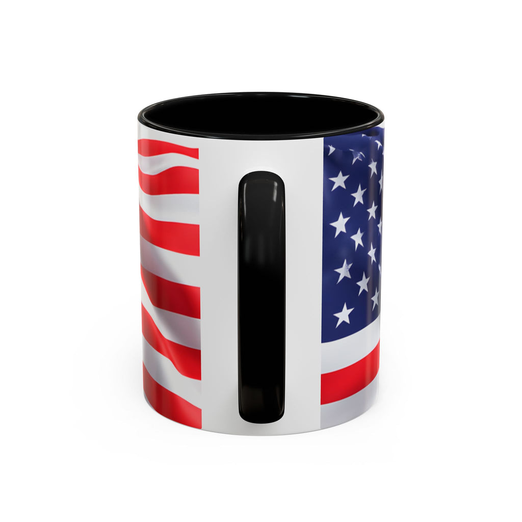 American Flag Accent Coffee Mug — Patriotic USA Stars & Stripes Ceramic Mug (11/15oz)