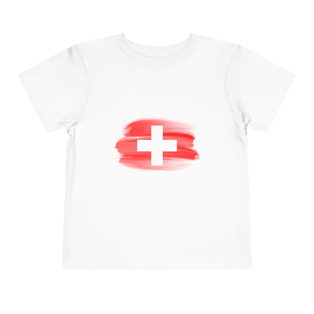 Switzerland Toddler Tee — I Heart Switzerland Baby Kids Shirt with Swiss Flag Brushstroke