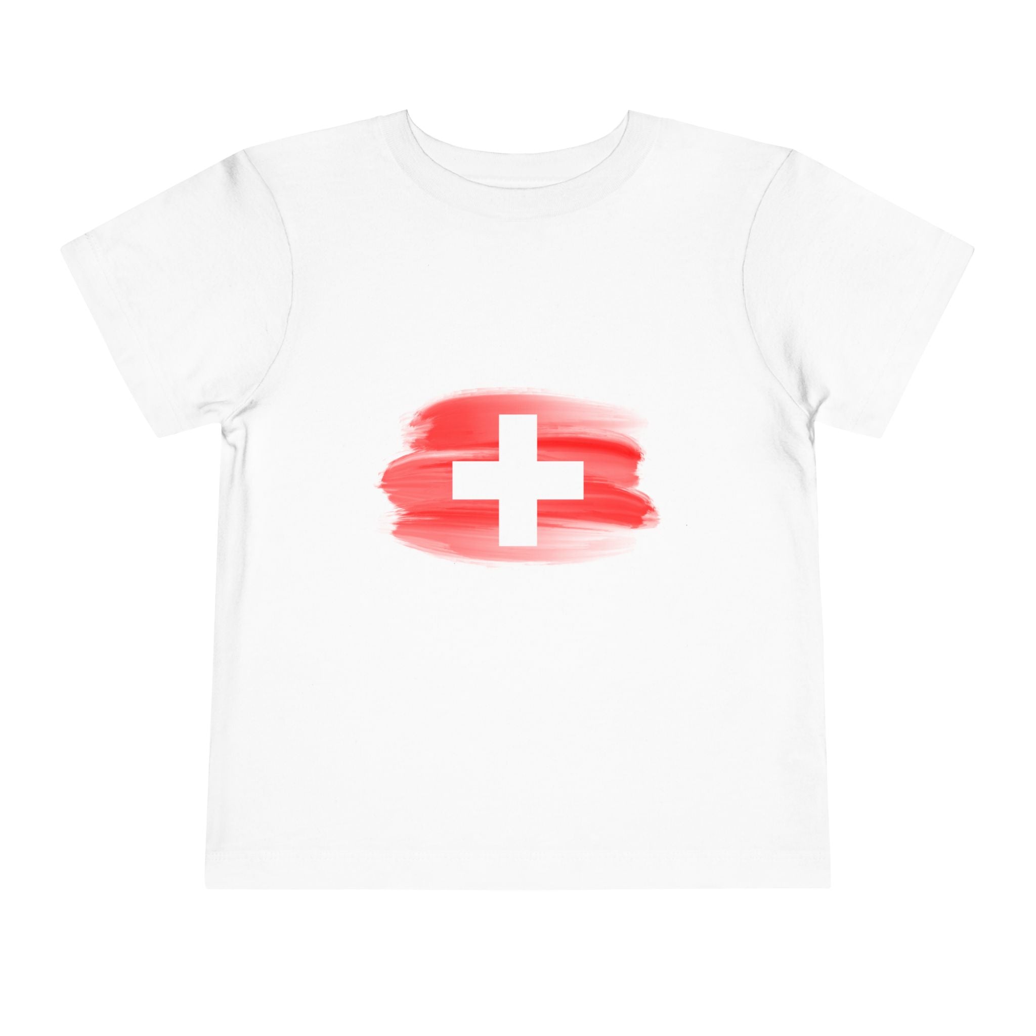 Switzerland Toddler Tee — I Heart Switzerland Baby Kids Shirt with Swiss Flag Brushstroke