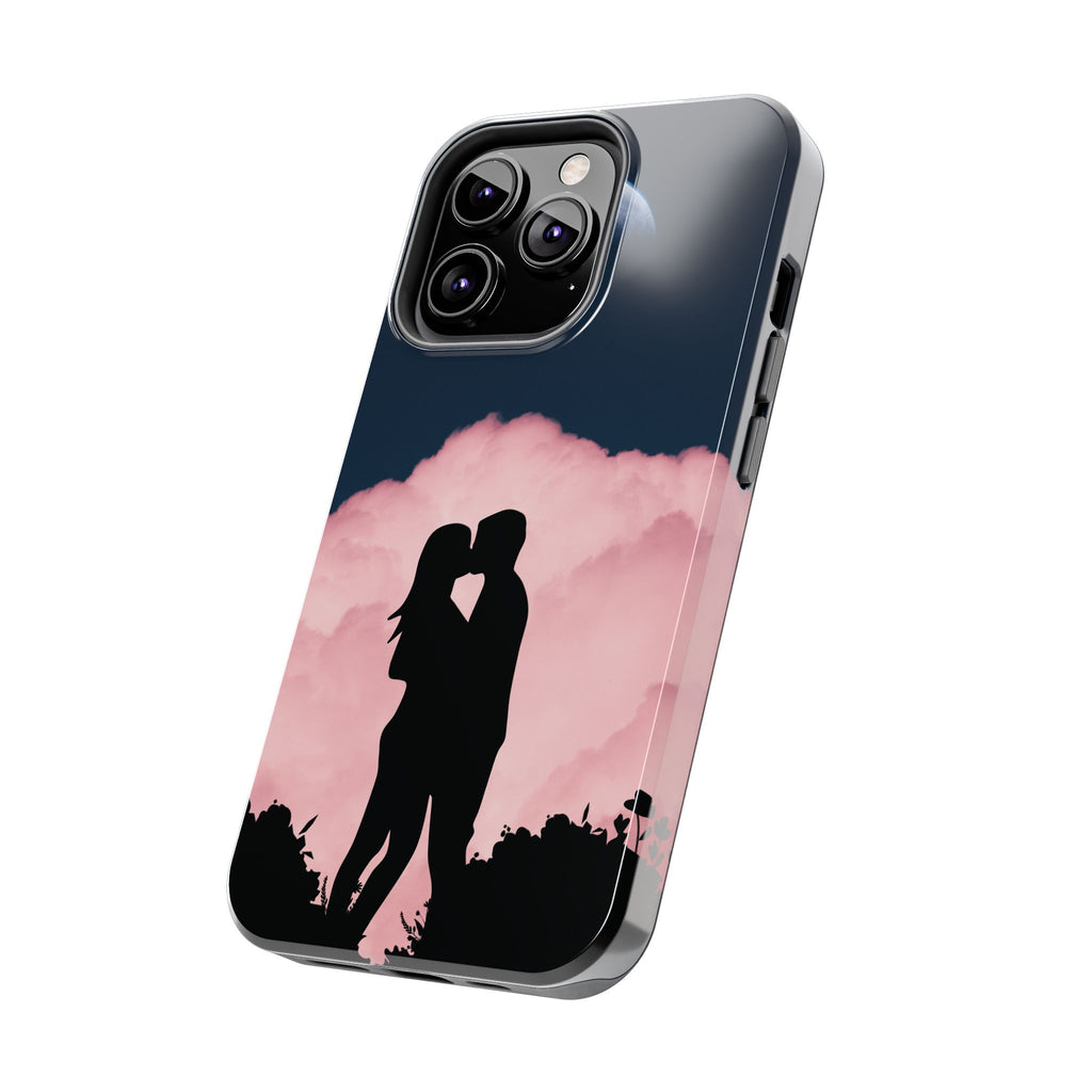 Tough Phone Case — Romantic Couple Silhouette with Moon & Pink Cloud