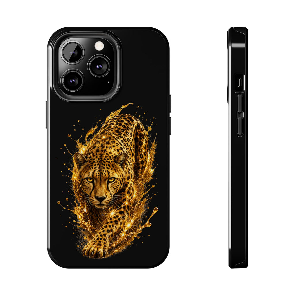 Golden Cheetah Tough Phone Case — Fierce Splash Design, Protective iPhone Cover