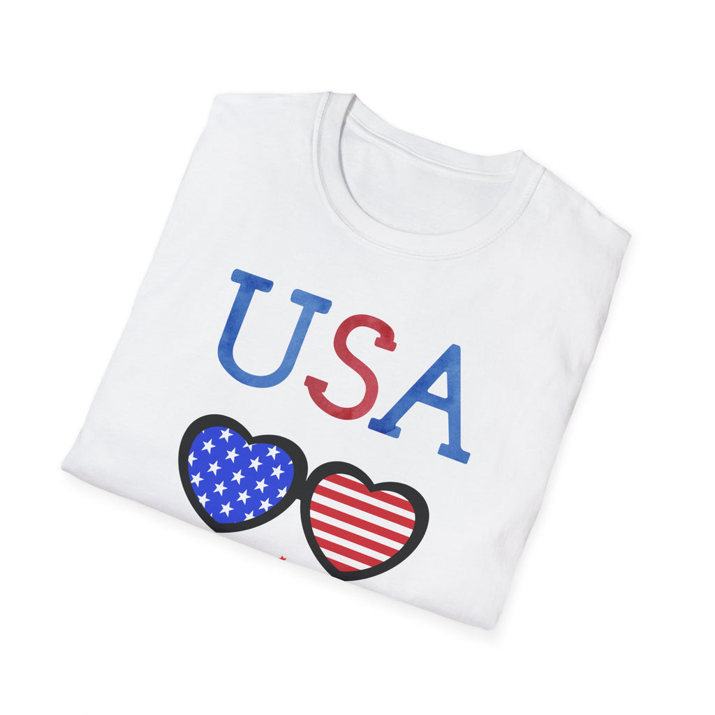 USA Heart Sunglasses & Patriotic Ice Cream T-Shirt — 4th of July Independence Day Tee
