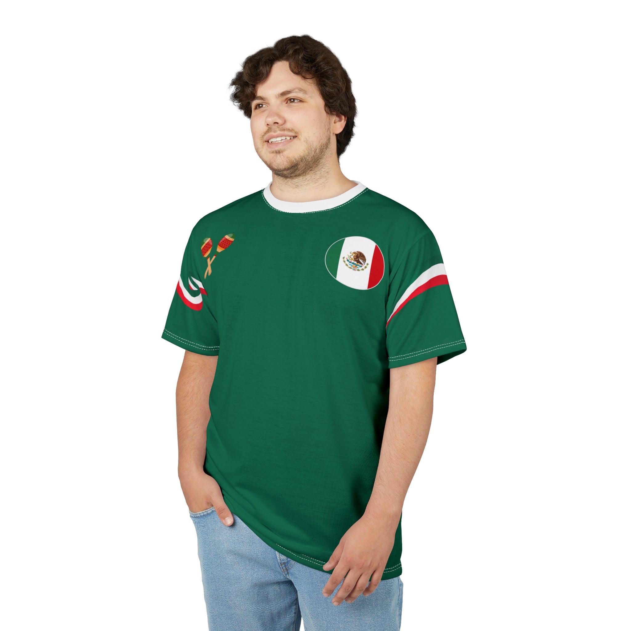 Mexico Pride Tee — Green Mexican Flag Soccer Jersey Shirt