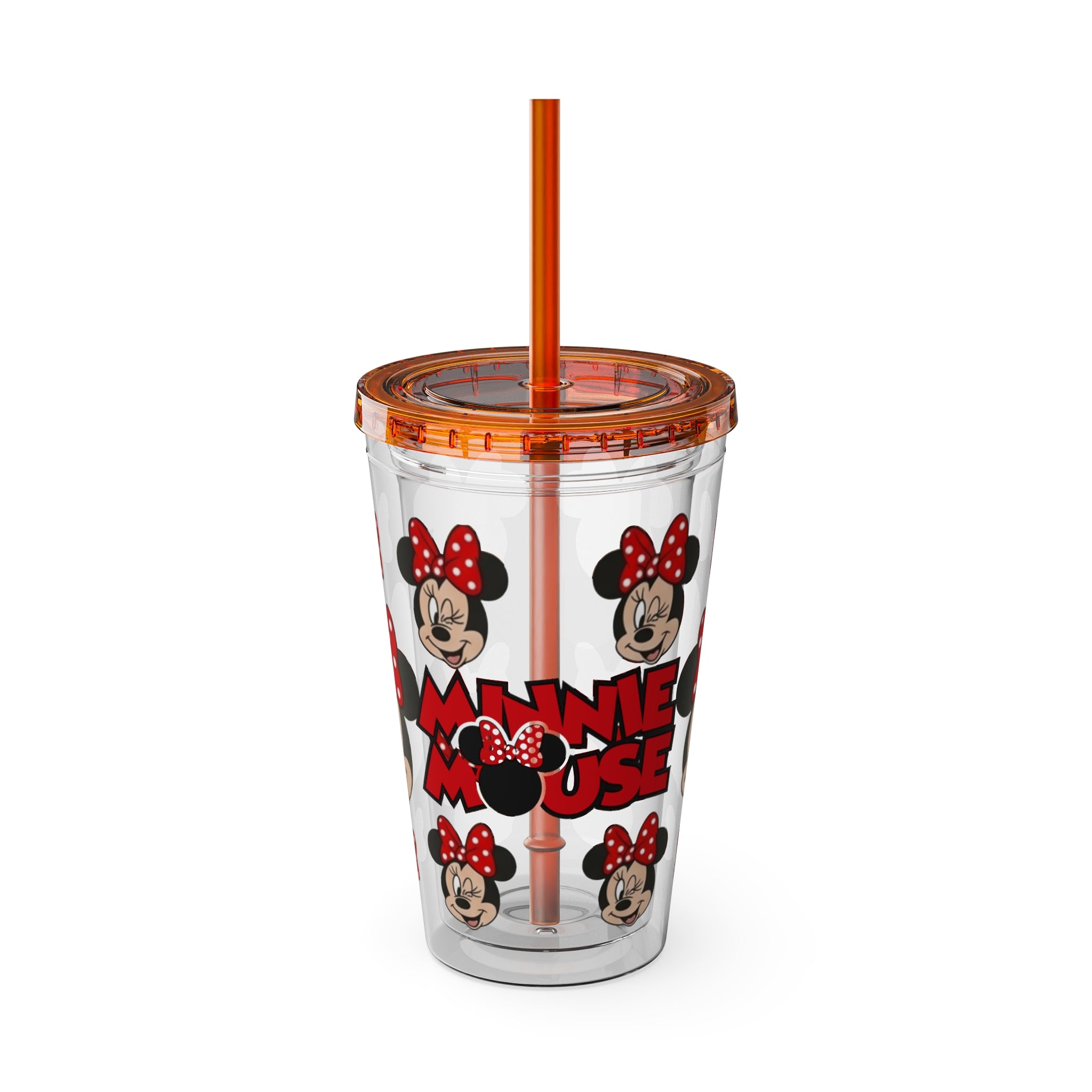 16oz Character Straw Tumbler – Red Polka Dot Bow Design