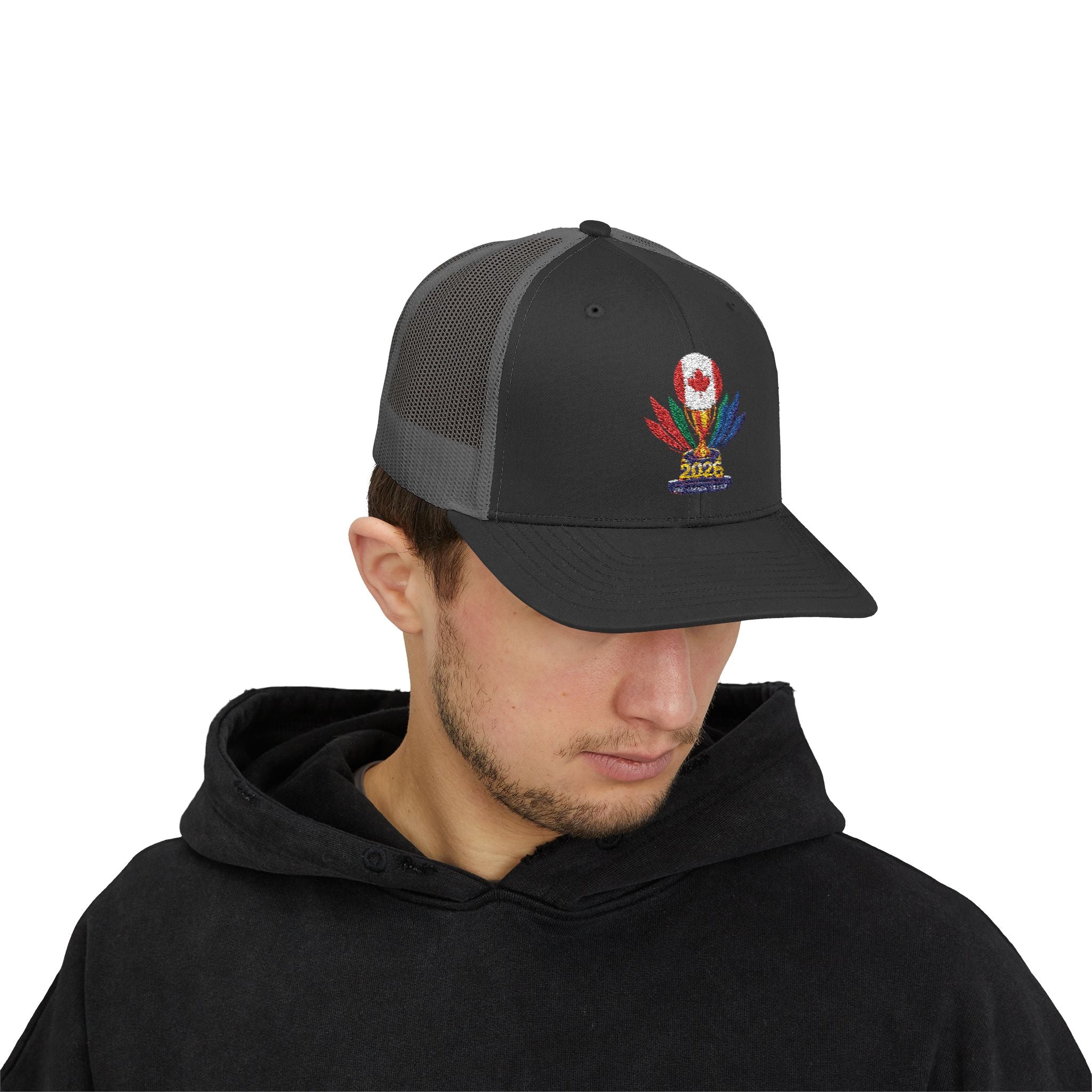 Embroidered Colorful Trophy Trucker Cap - Snapback Mesh Hat