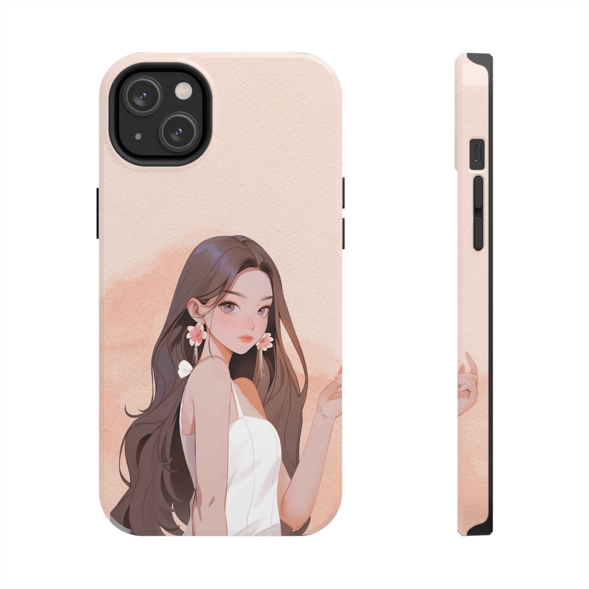 Tough Phone Case — Elegant Anime Girl Illustration, Protective Slim Phone Cover