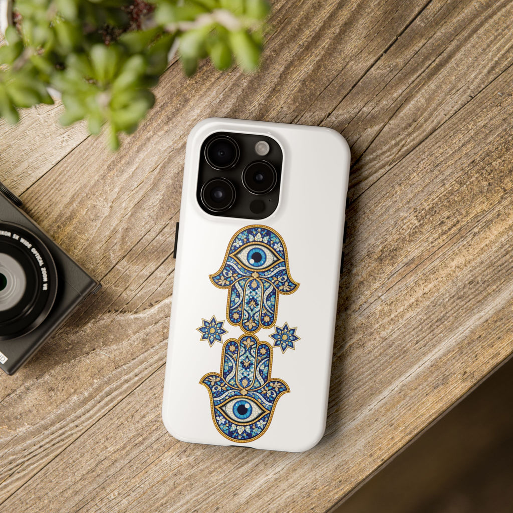 Hamsa Eye Tough Phone Case — Blue Mosaic Protective Phone Cover