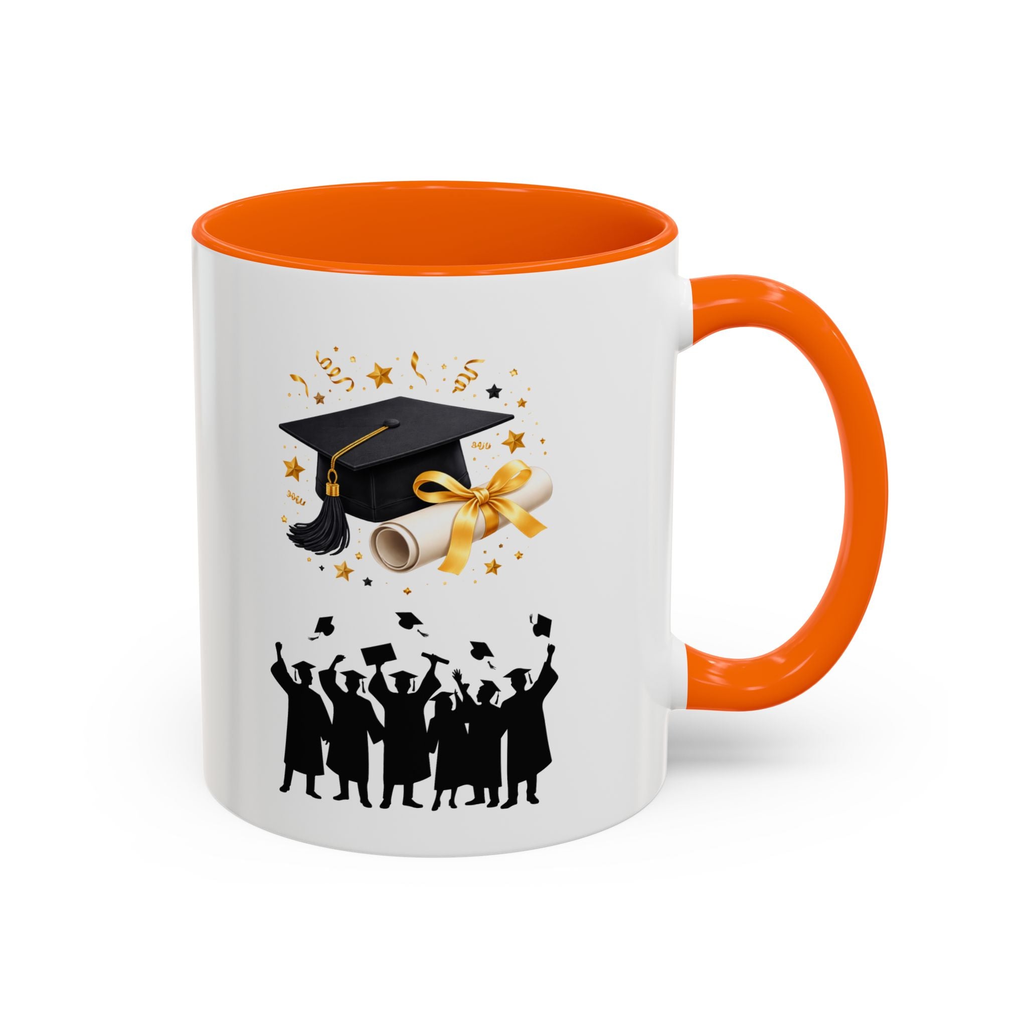Graduation Celebration Coffee Mug — Cap, Diploma & Tossed Caps Design