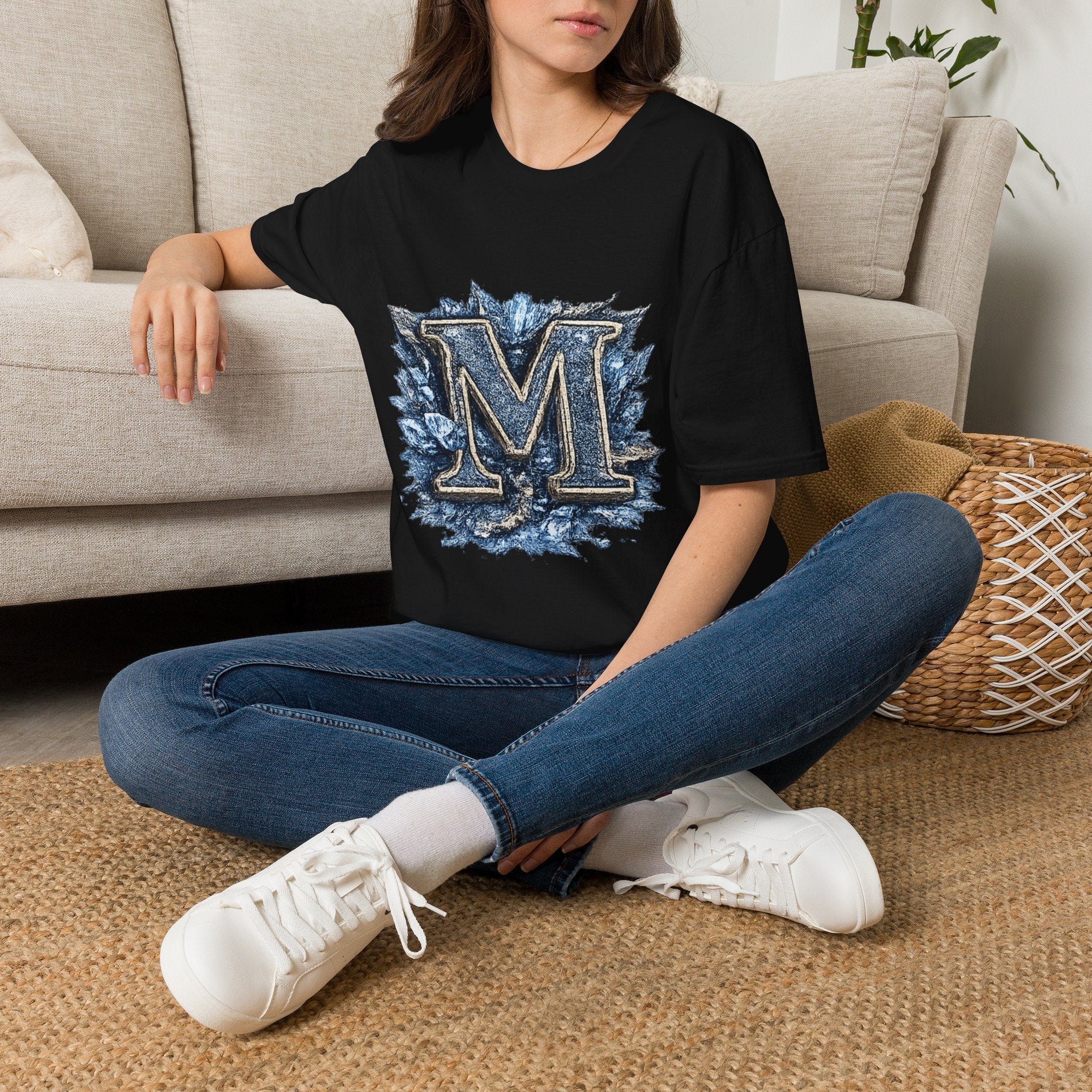 Ice Crest 'M' T-Shirt — Frosted Monogram Graphic Tee