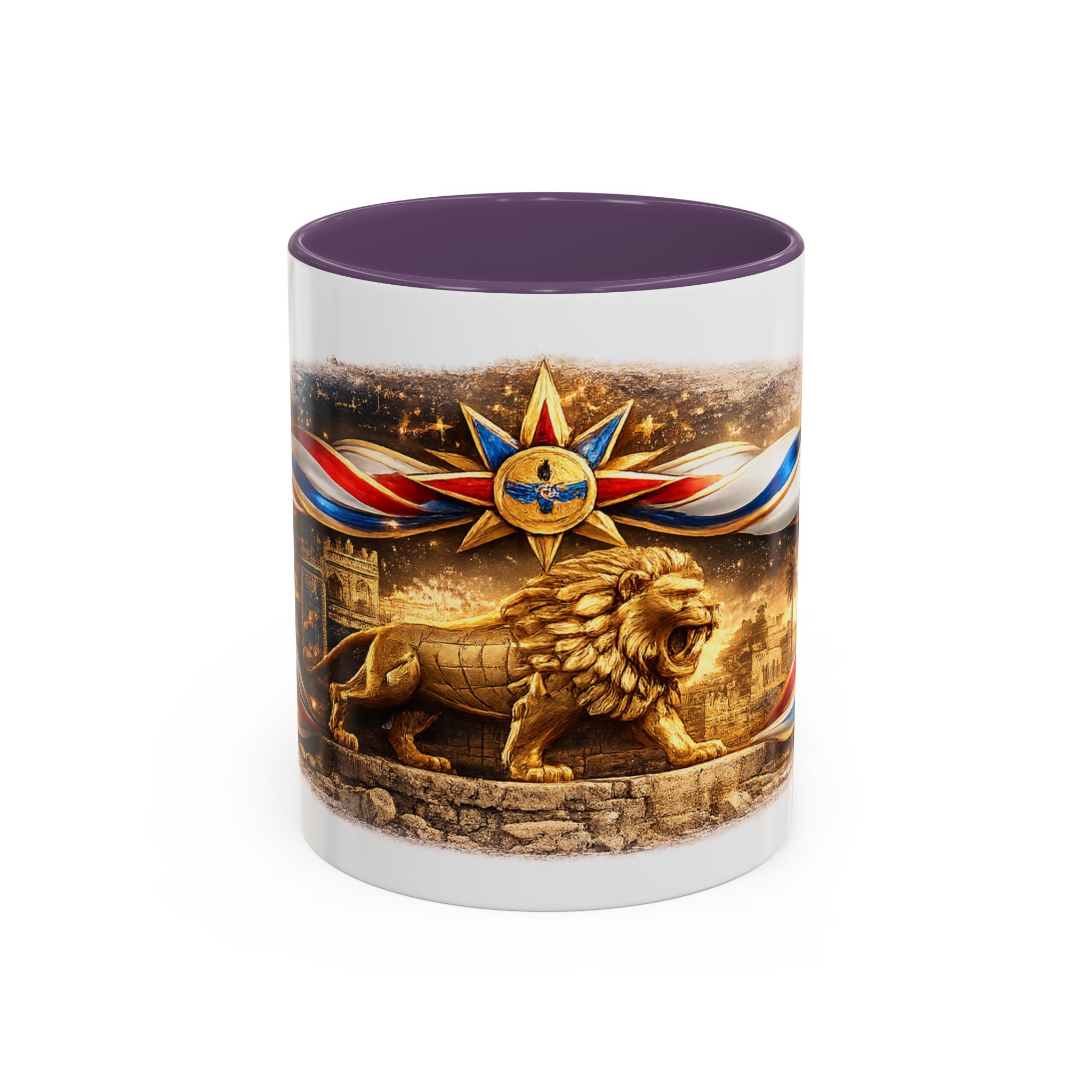 Golden Lion Emblem Accent Coffee Mug (11oz)