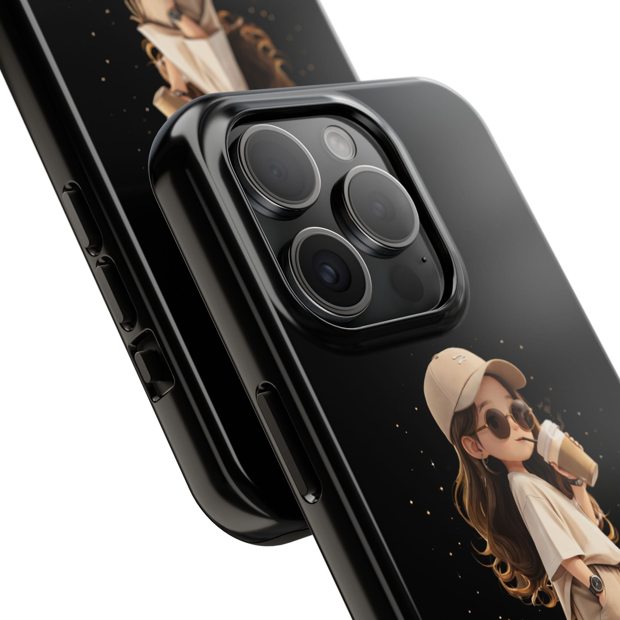 Phone Case — 'Running on Coffee' Cute Coffee Girl Protective Case
