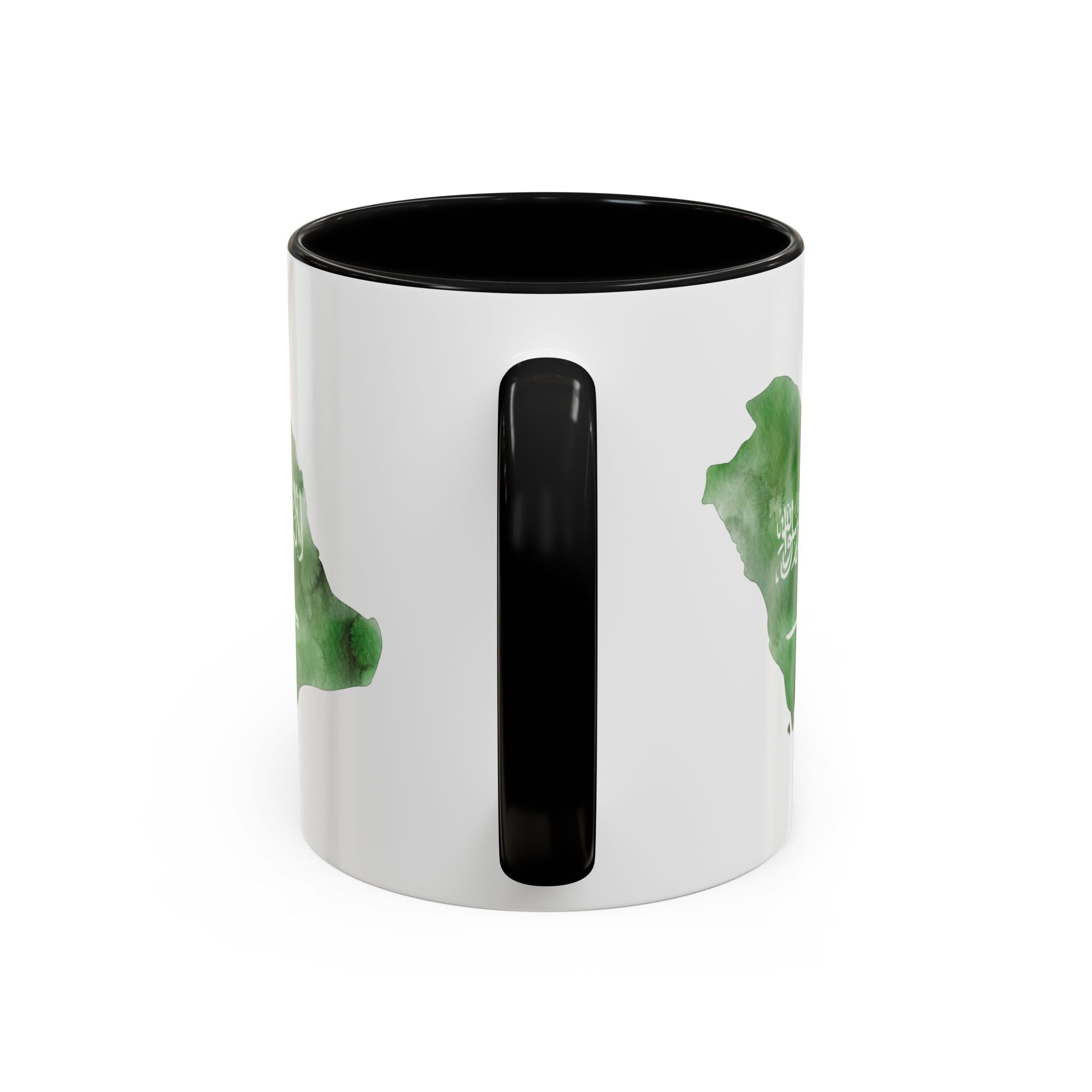 Saudi Arabia Flag Map Accent Coffee Mug — Green Watercolor Saudi Map (11/15oz)