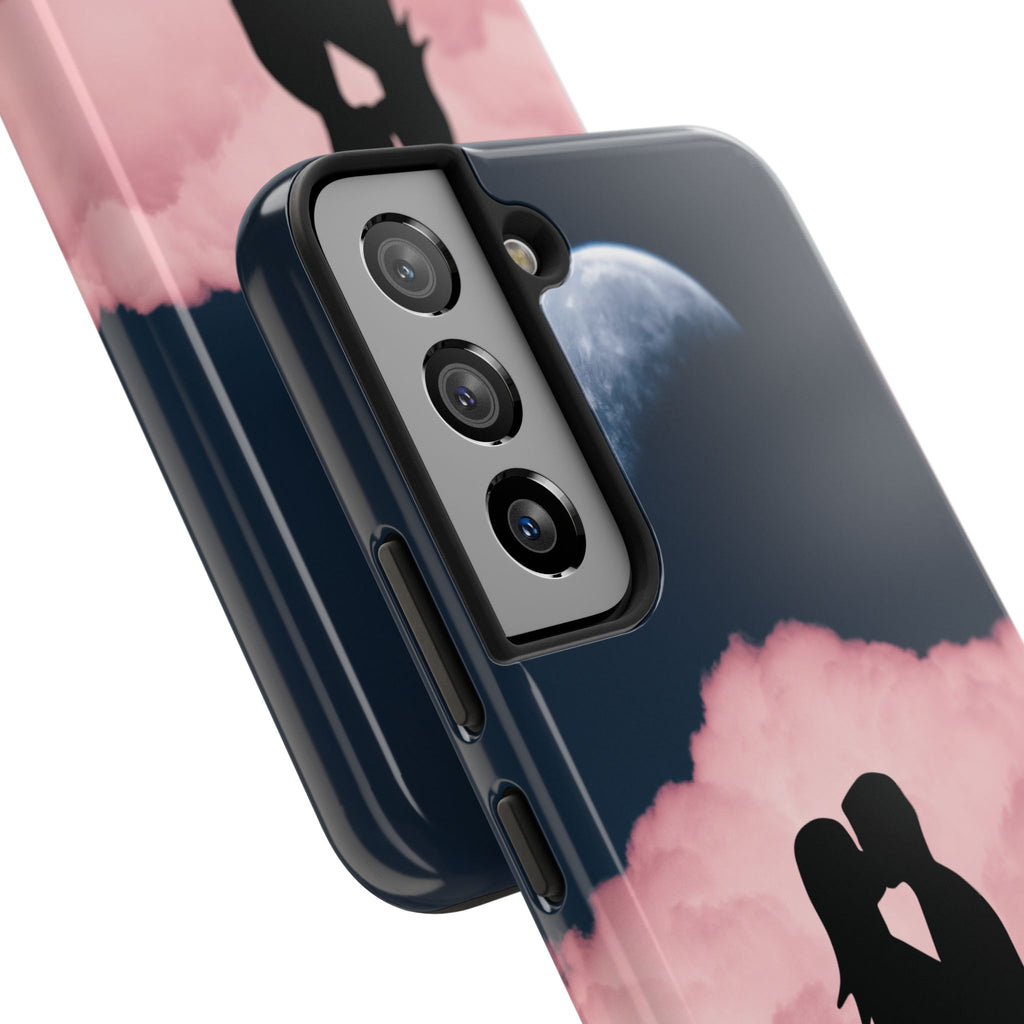 Tough Phone Case — Romantic Couple Silhouette with Moon & Pink Cloud