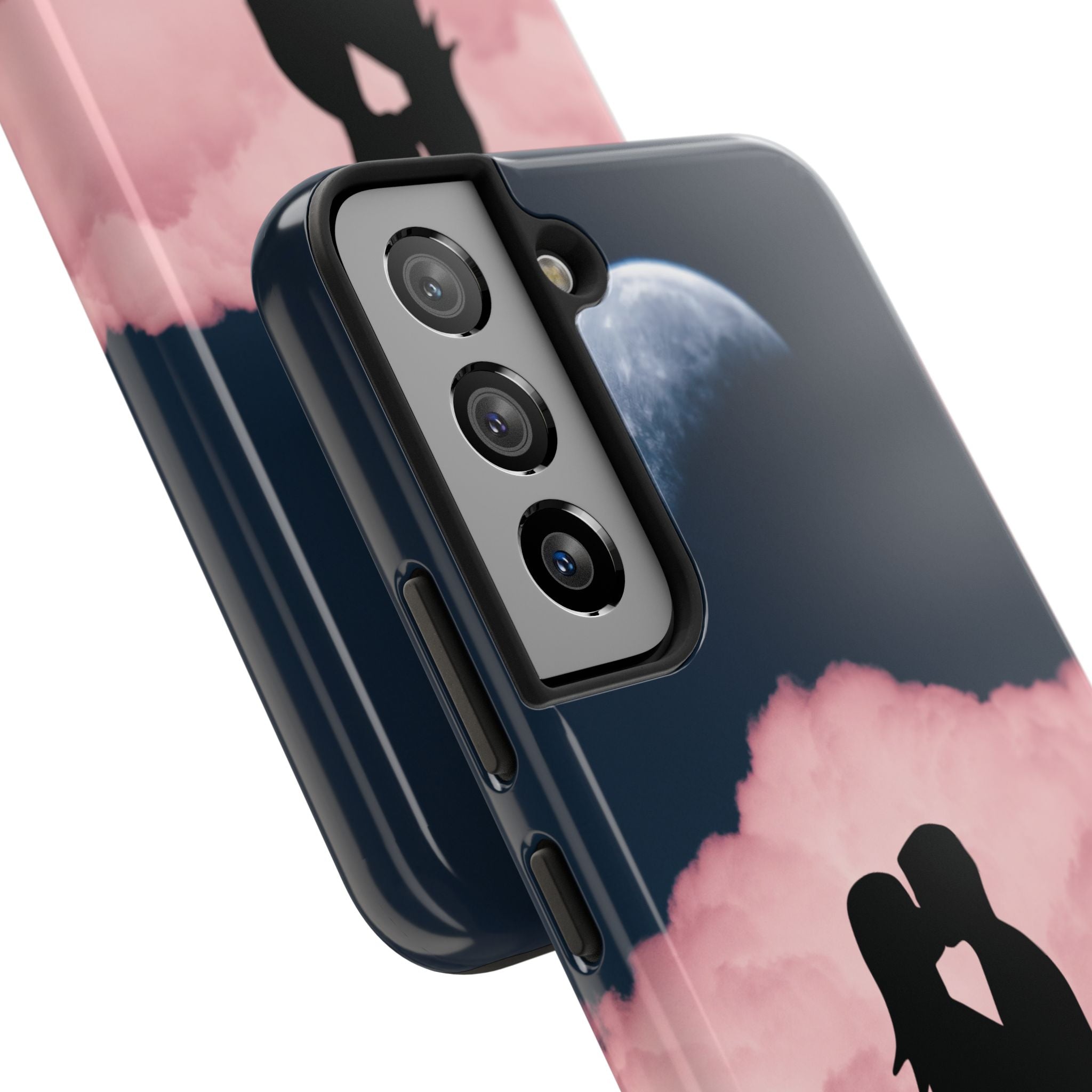 Tough Phone Case — Romantic Couple Silhouette with Moon & Pink Cloud