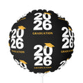 2026 Graduation Balloon – 11" Round/Heart-Shaped Party Balloon with Gold Cap & ‘2026 Graduation’ Design