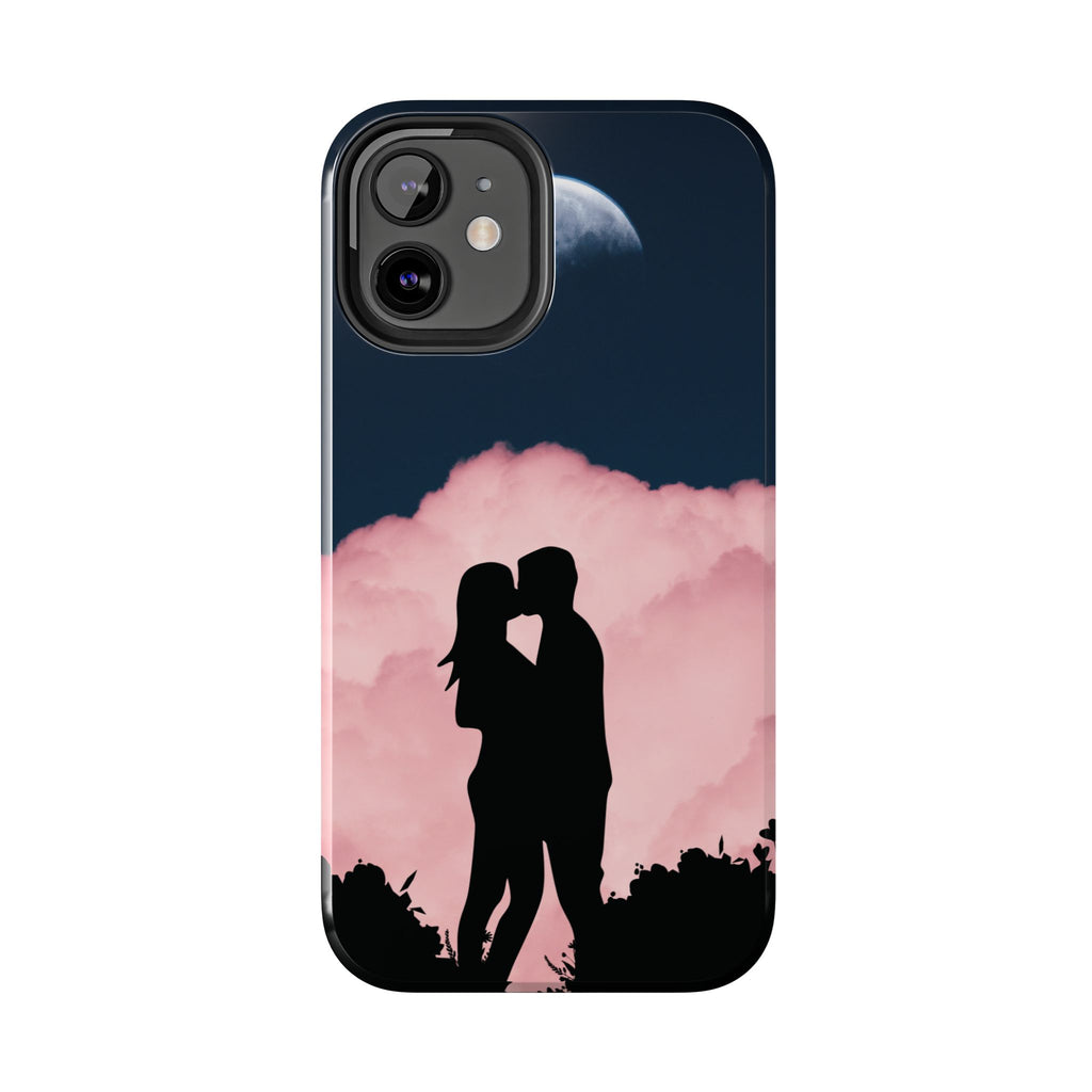 Tough Phone Case — Romantic Couple Silhouette with Moon & Pink Cloud