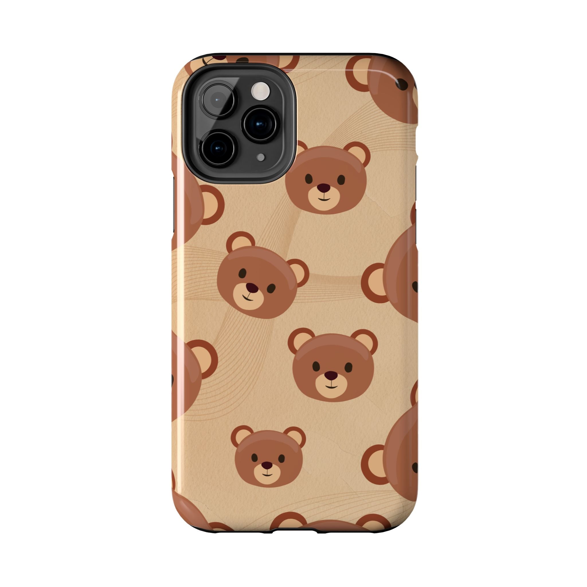Bear Pattern Tough Phone Case — Cute Brown Bear Protective Phone Cover
